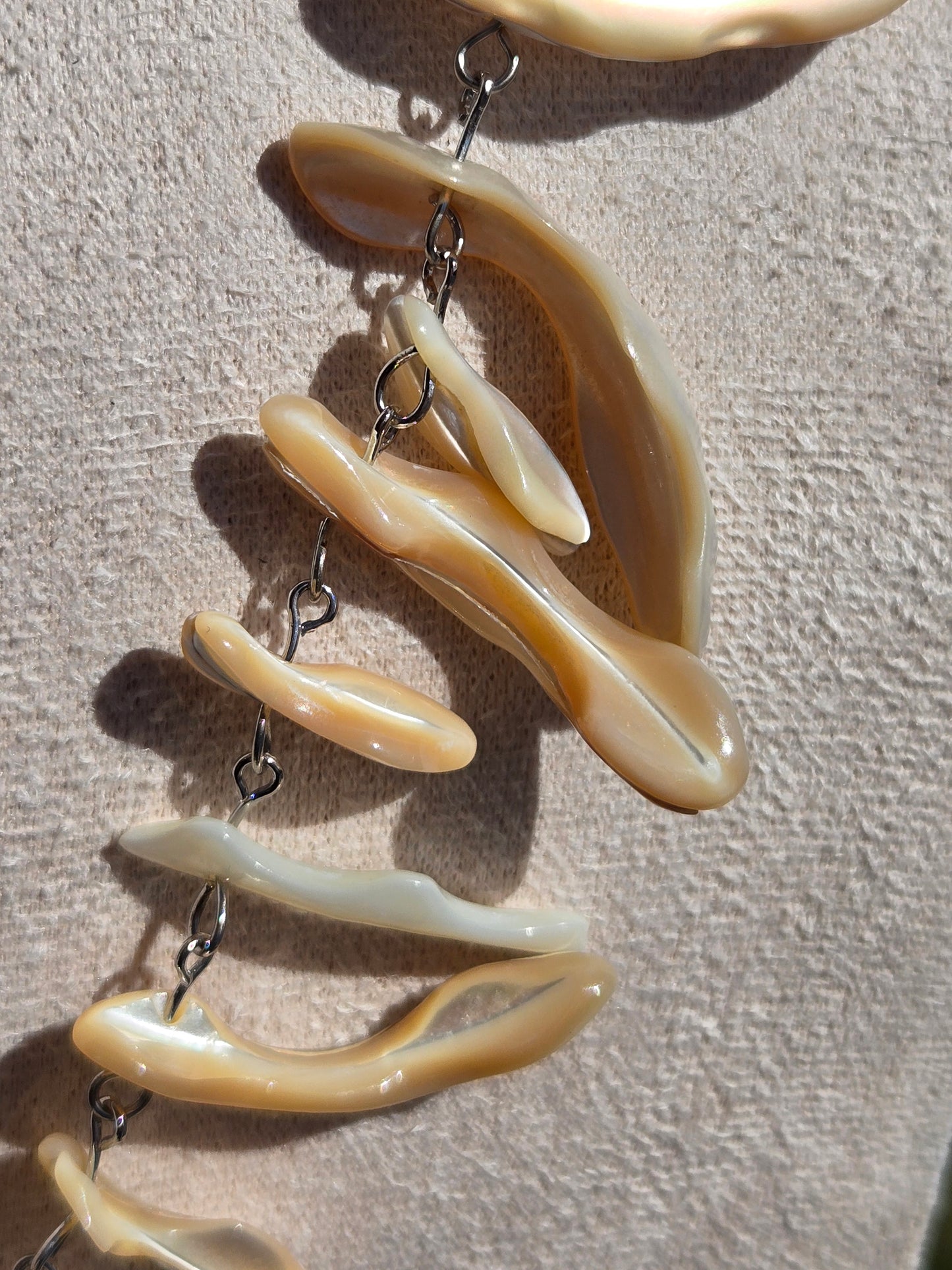 Unique Drusy Butterfly and Freeform Shell Bead Necklace