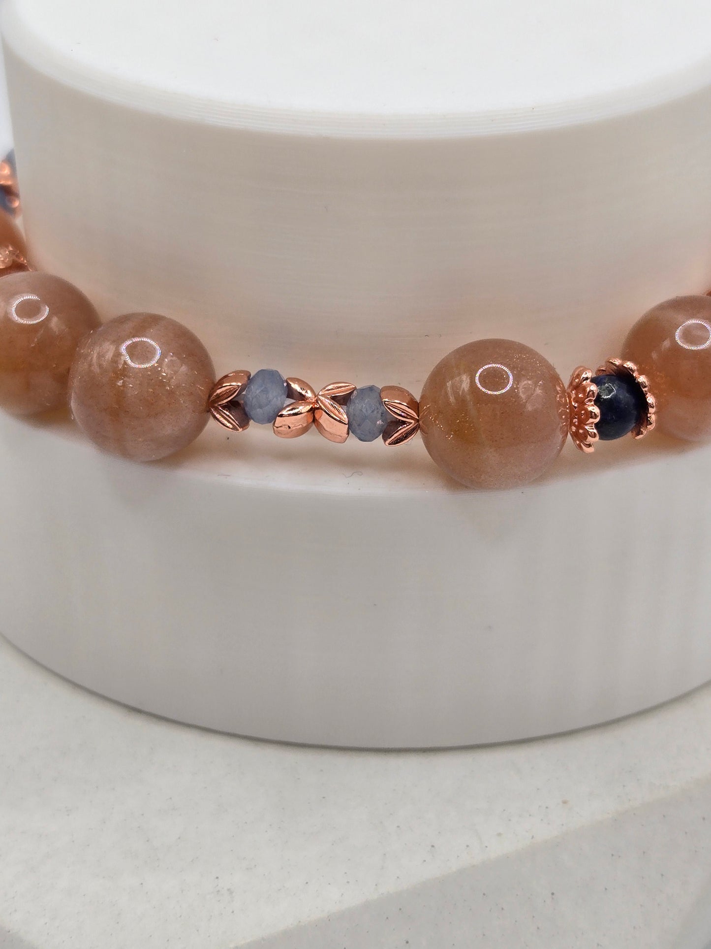 Peach Moonstone, Sodalite & Lapis Bracelet
