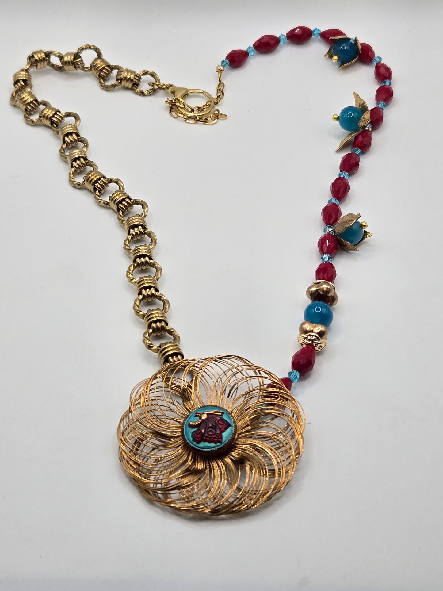Brass Chain & Glass Bead Necklace and Bracelet Set – Vibrant, Whimsical & Elegant