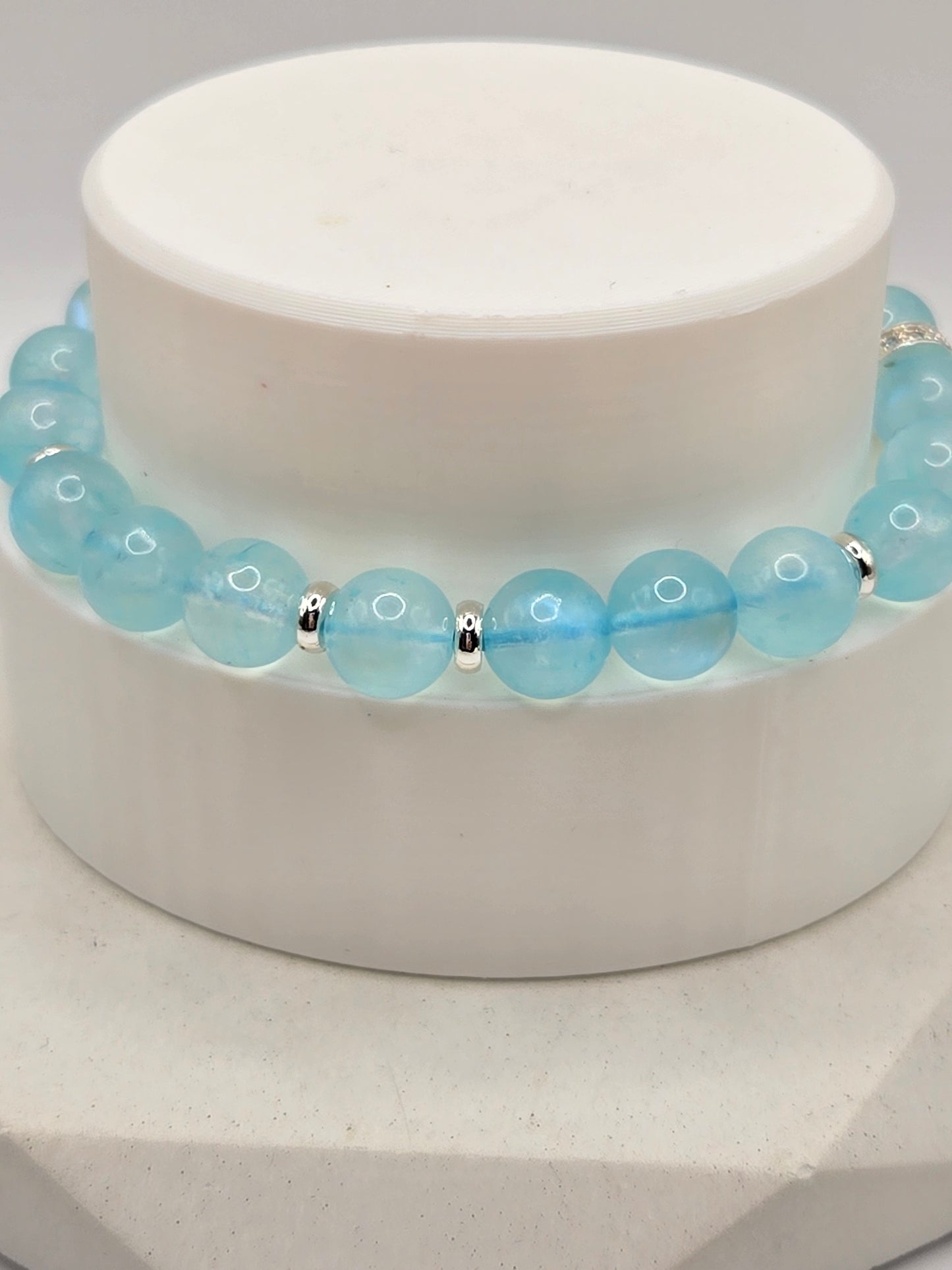 Unique Sky-Blue Moonstone Bracelet – Ethereal Elegance & Calm Beauty