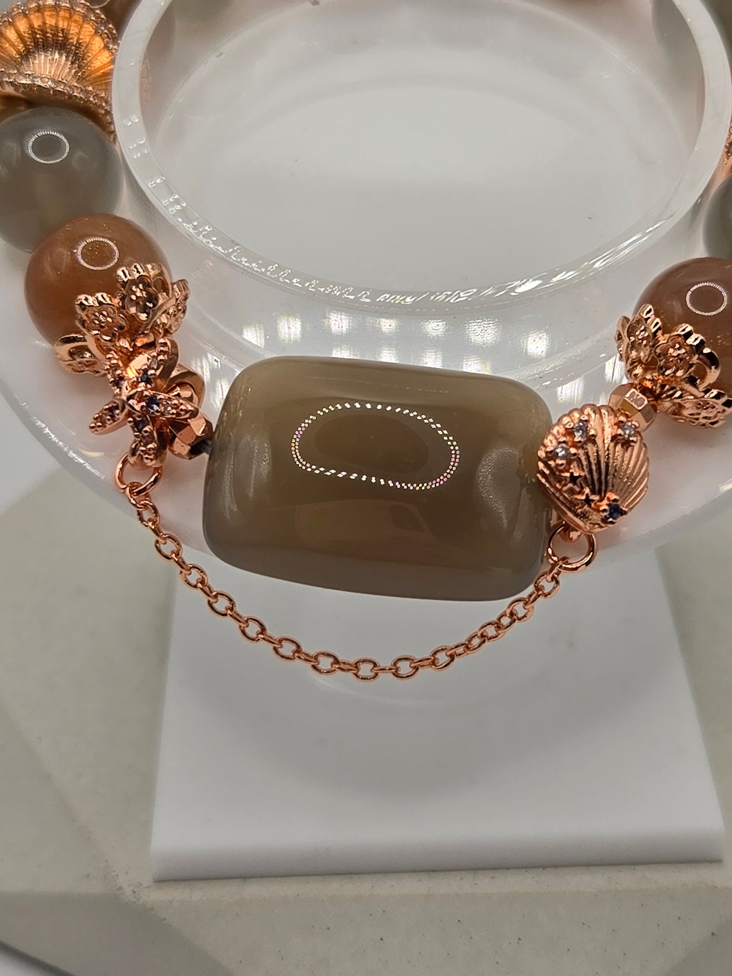 Mixed Color Moonstone and Agate bracelet
