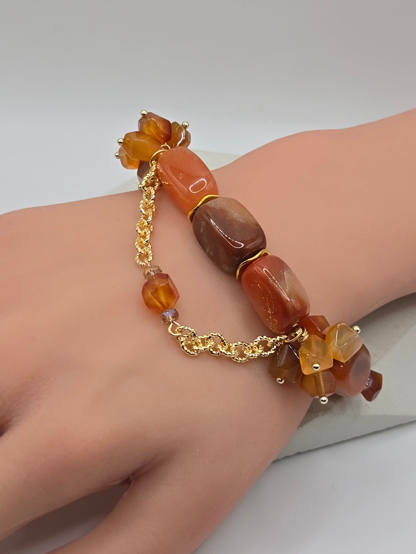 Orange Red Agate Bracelet