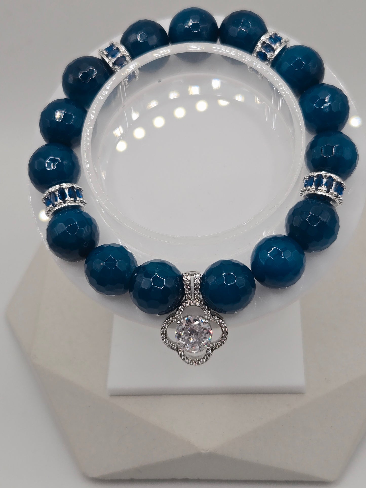 Ocean Blue Faceted Agate Bracelet