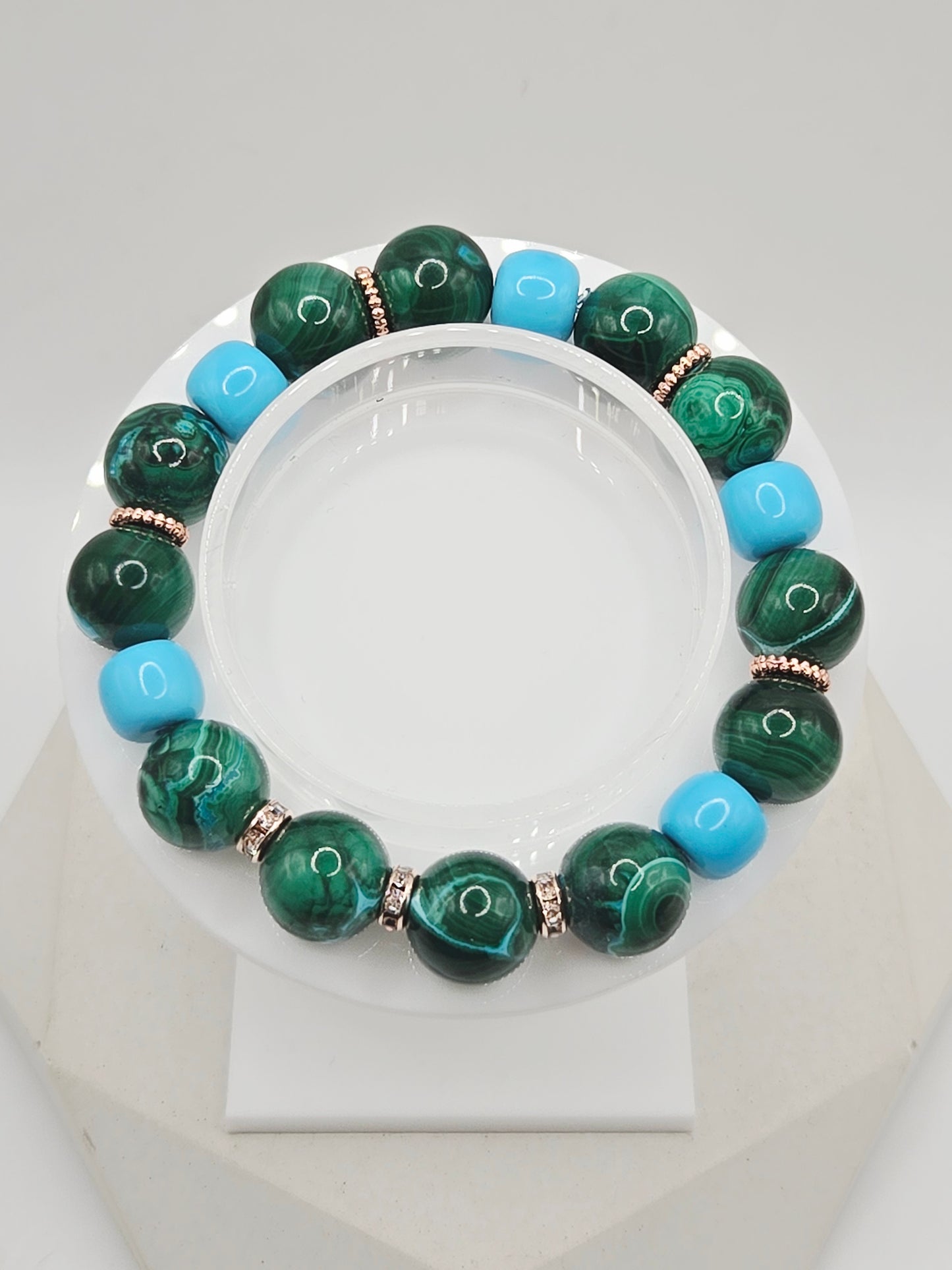 Silicon Malachite and Magnesite Bracelet