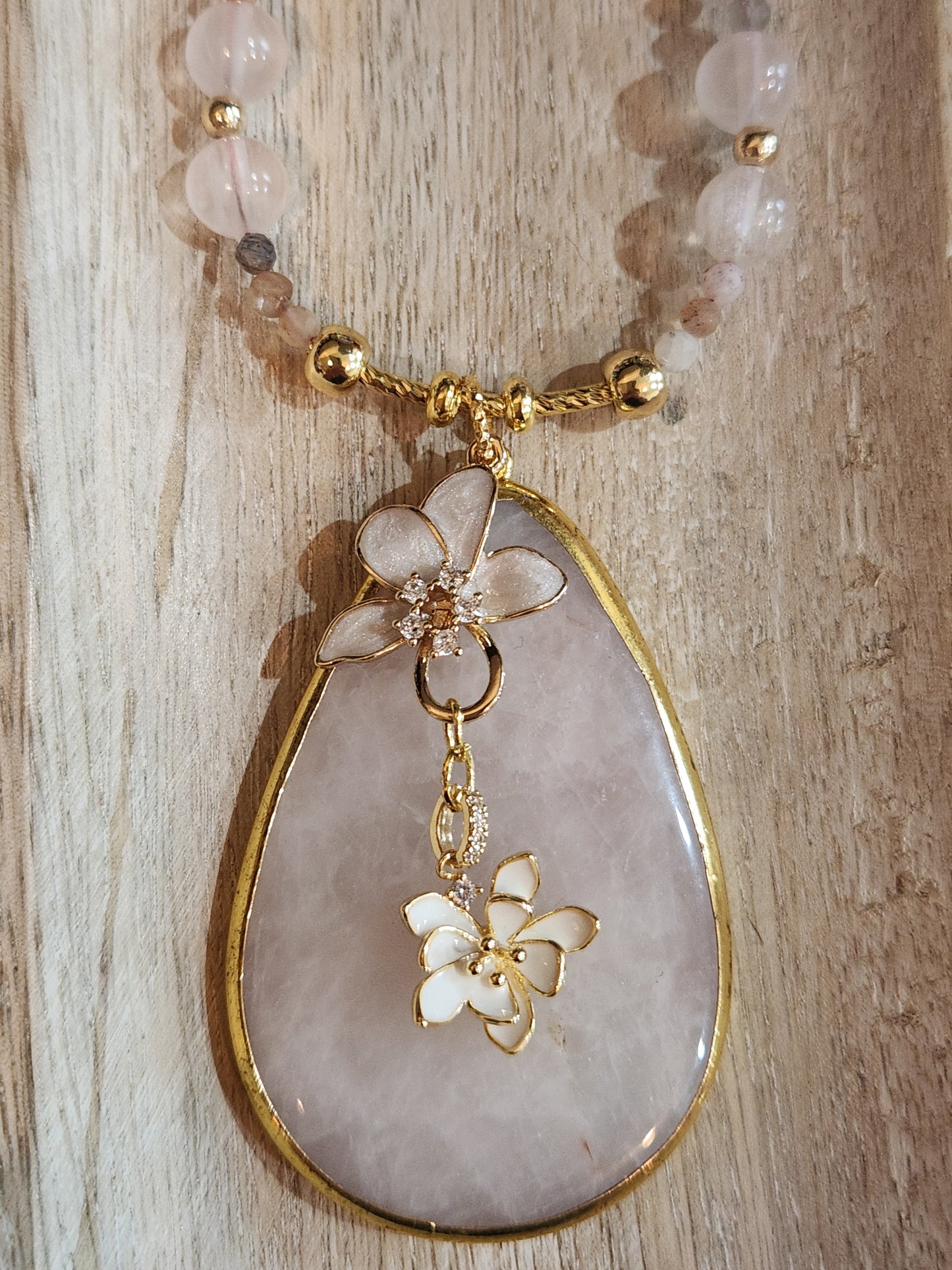 Pretty in pink.  Snowflake phantom quartz and Rose quartz set