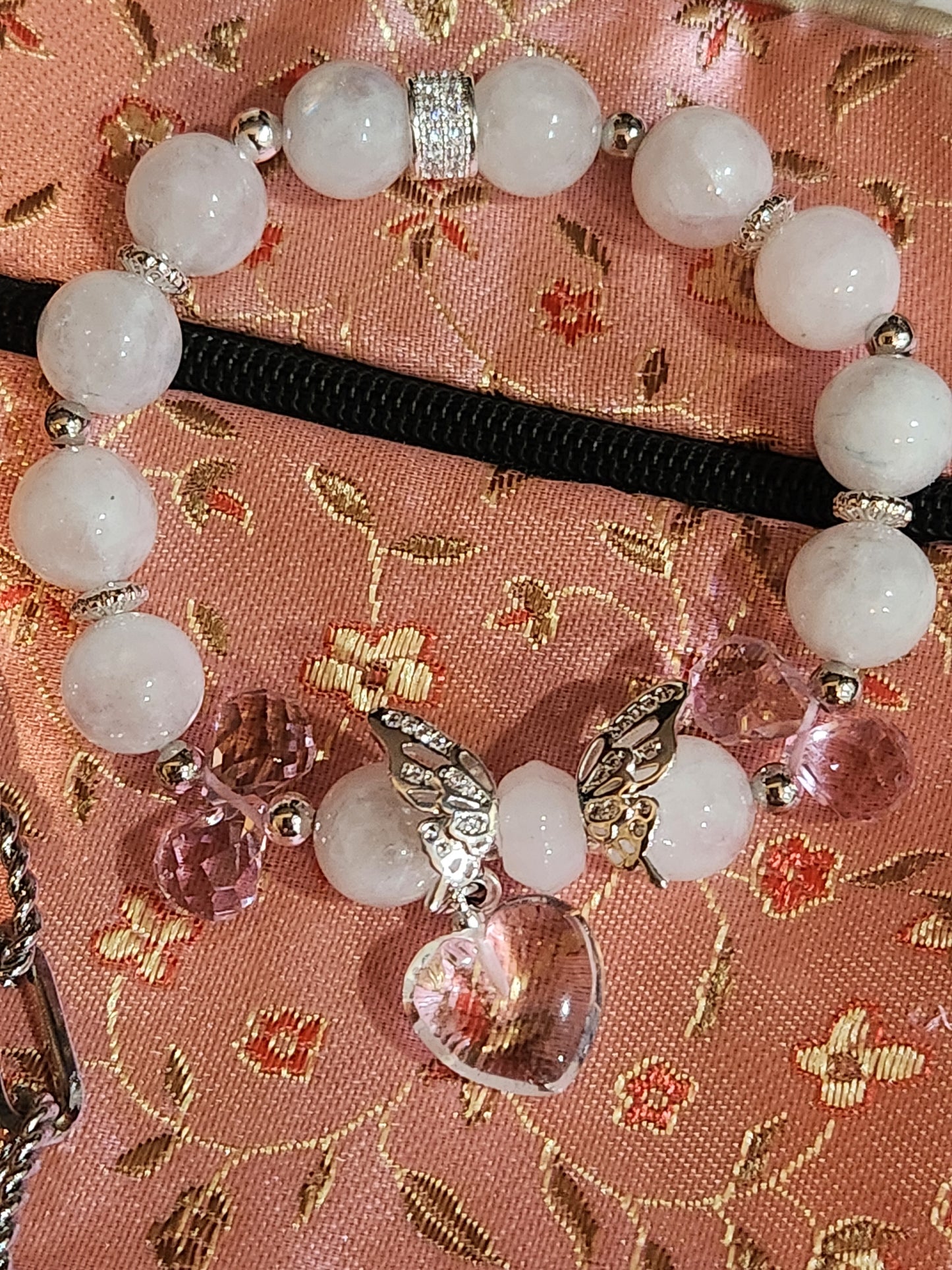 Indian Moonstone Necklace and Bracelet Set with Moonstone Star and Paperclip Chain Accents