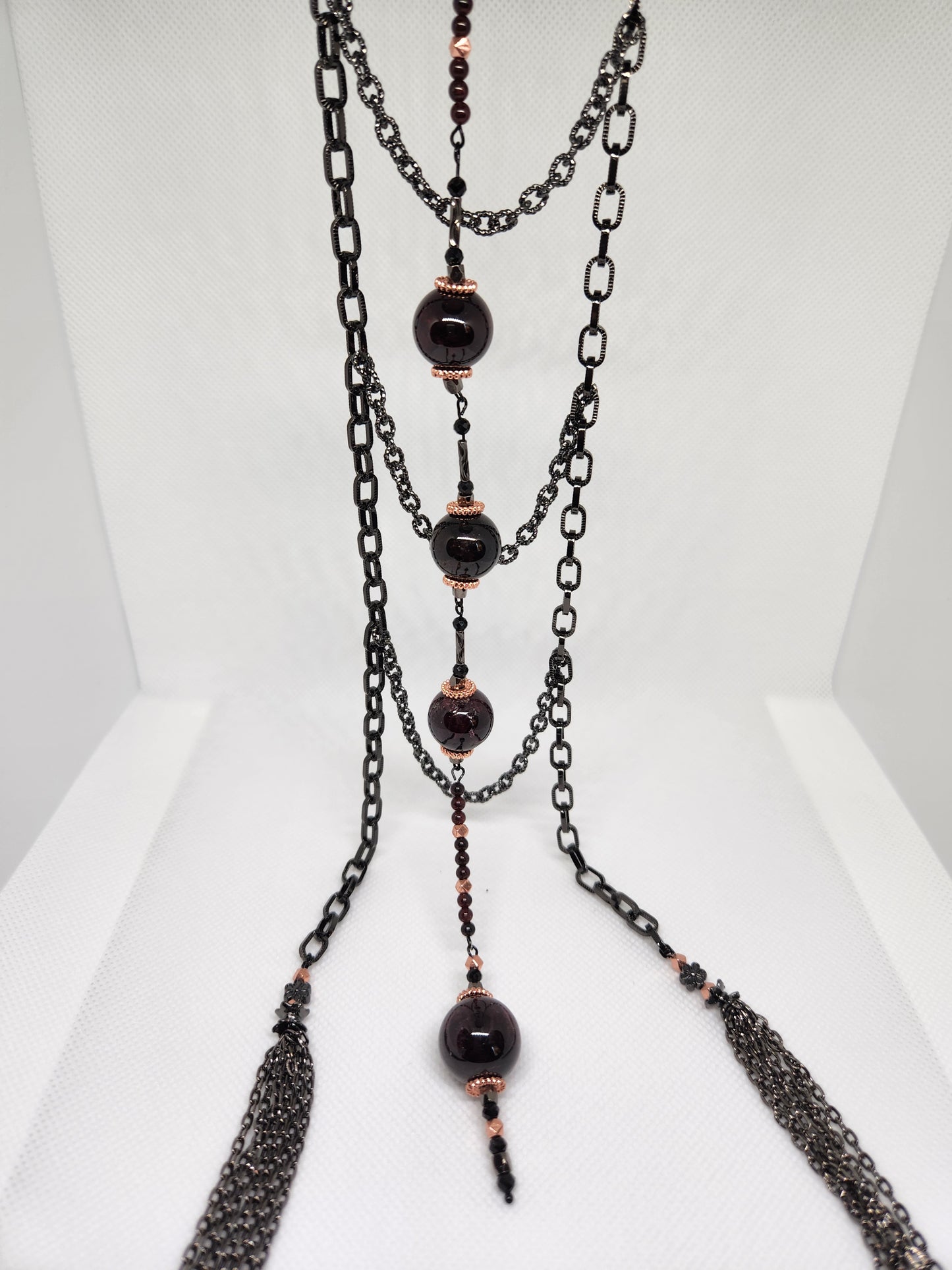 Midnight Elegance Garnet Necklace