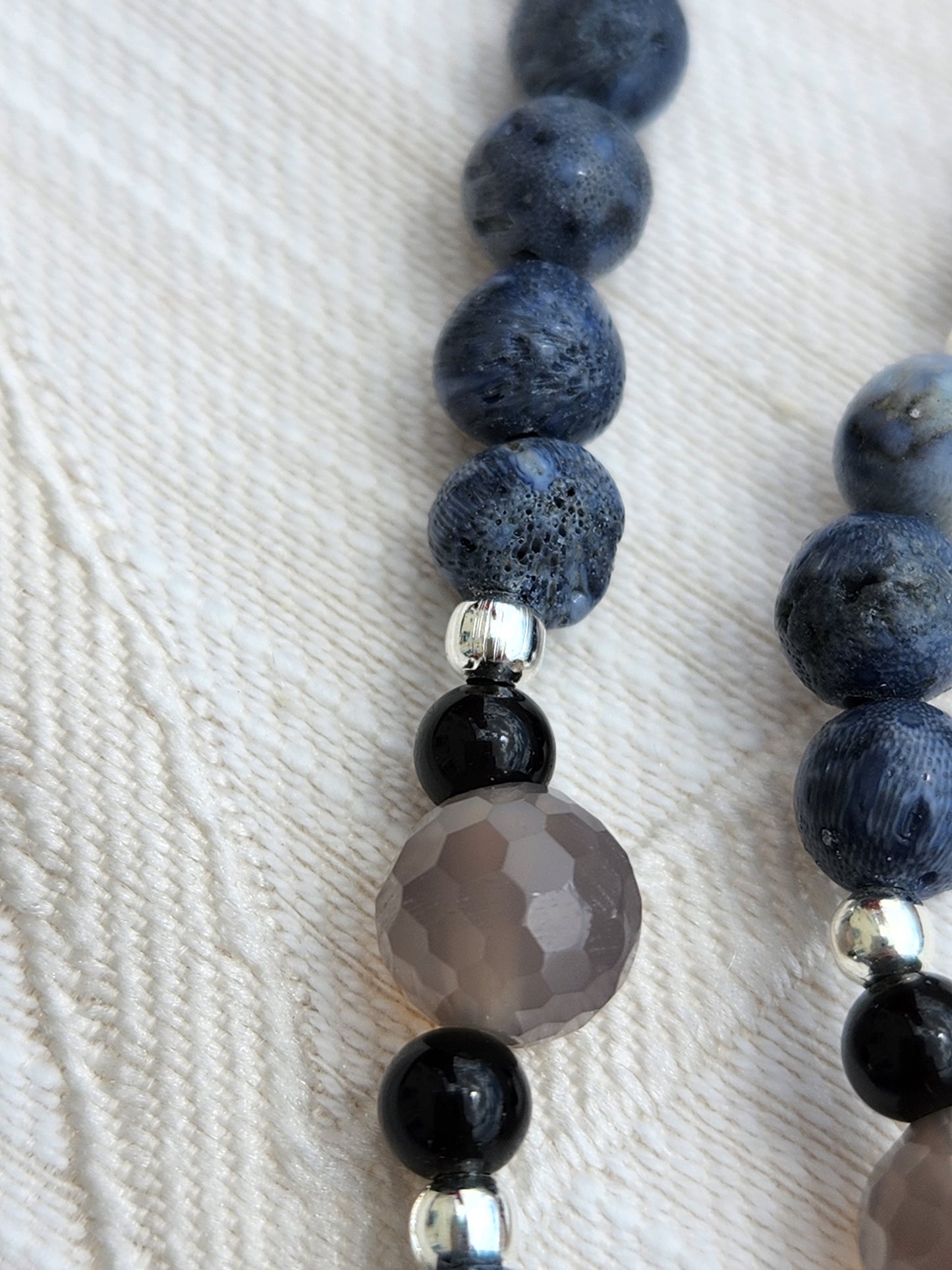 Blue Coral Jade Necklace and Bracelet Set