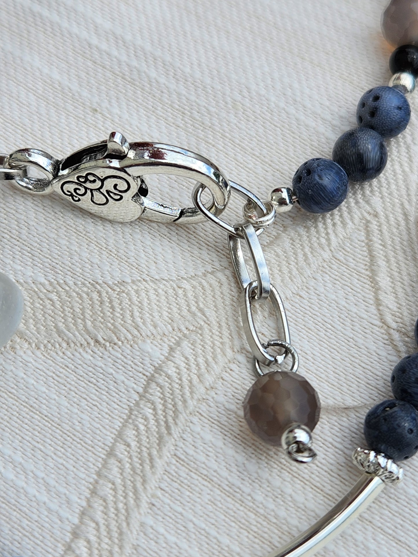 Blue Coral Jade Necklace and Bracelet Set
