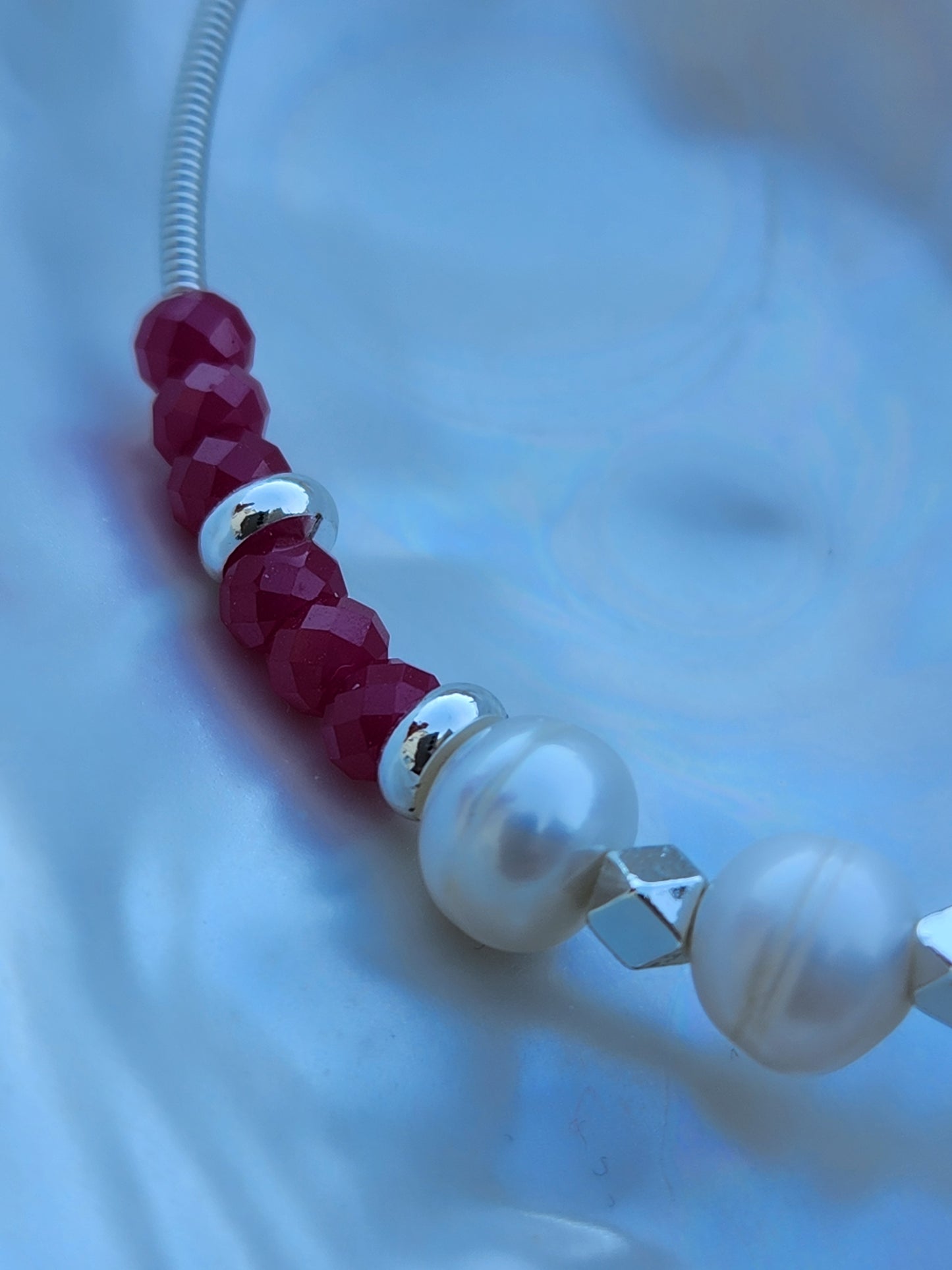 Eternal Radiance Ruby and Pearl Bangle Set