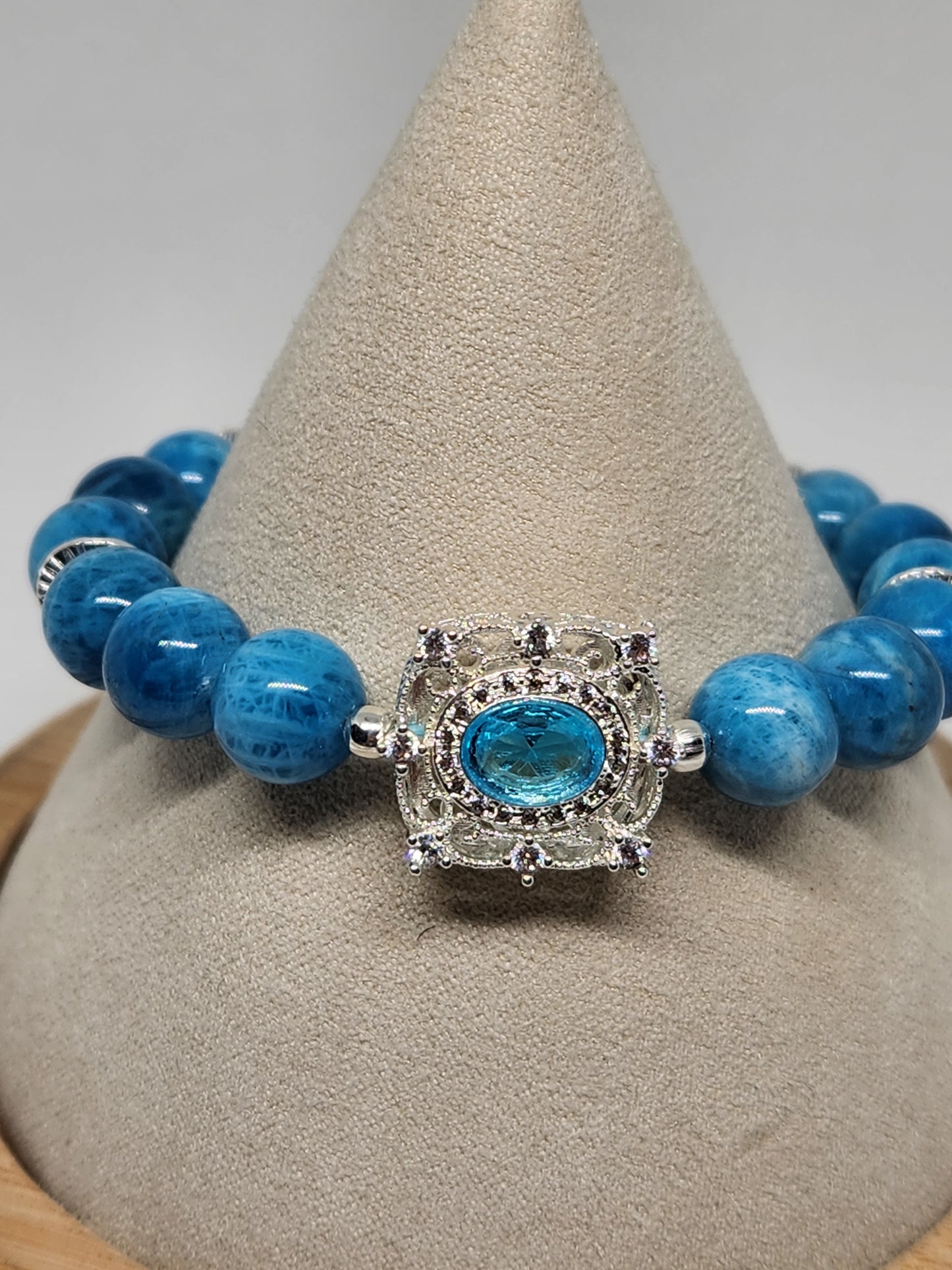 K2 Jasper and Blue Apatite Stack Bracelet Set