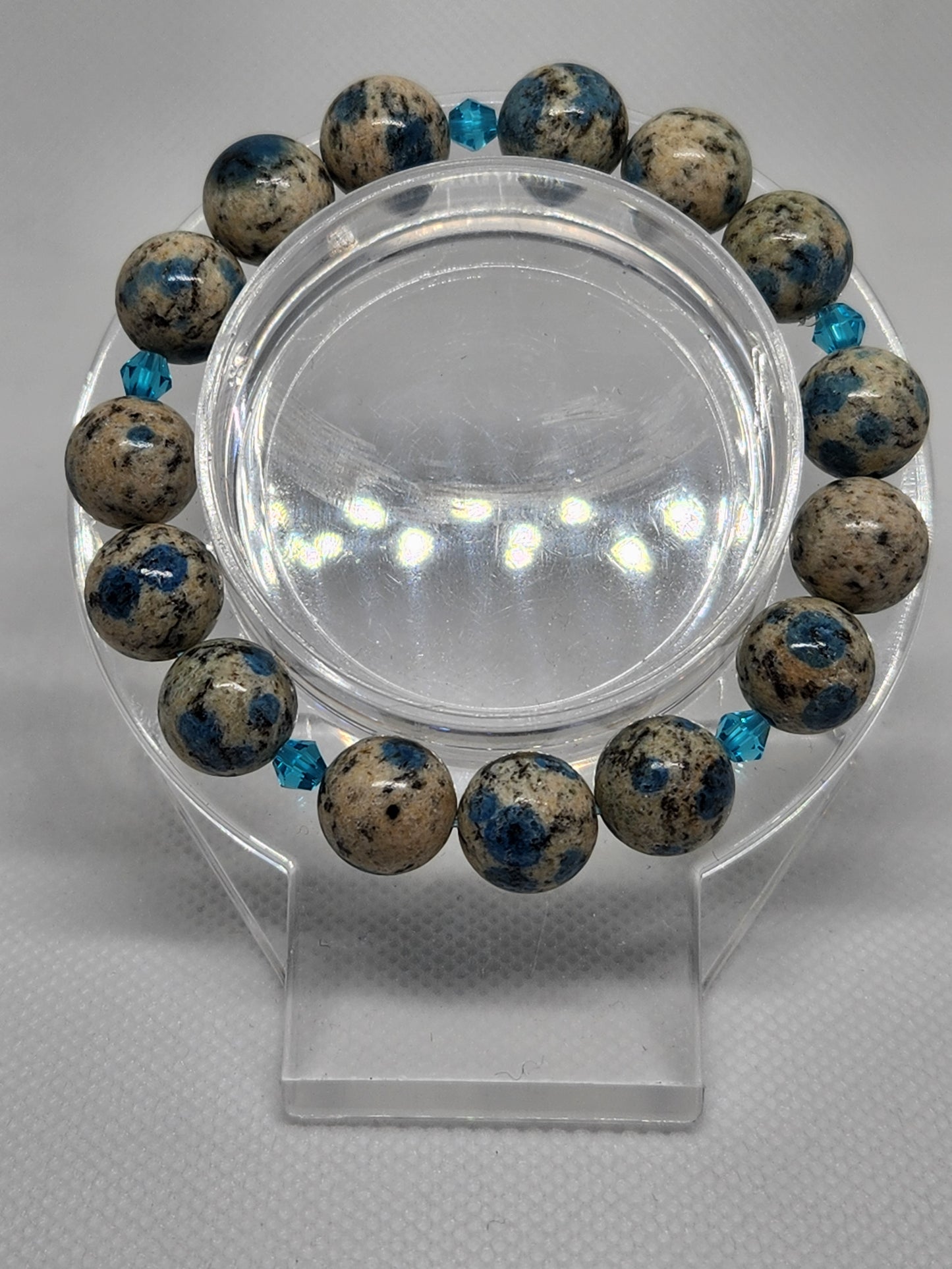 K2 Jasper and Blue Apatite Stack Bracelet Set