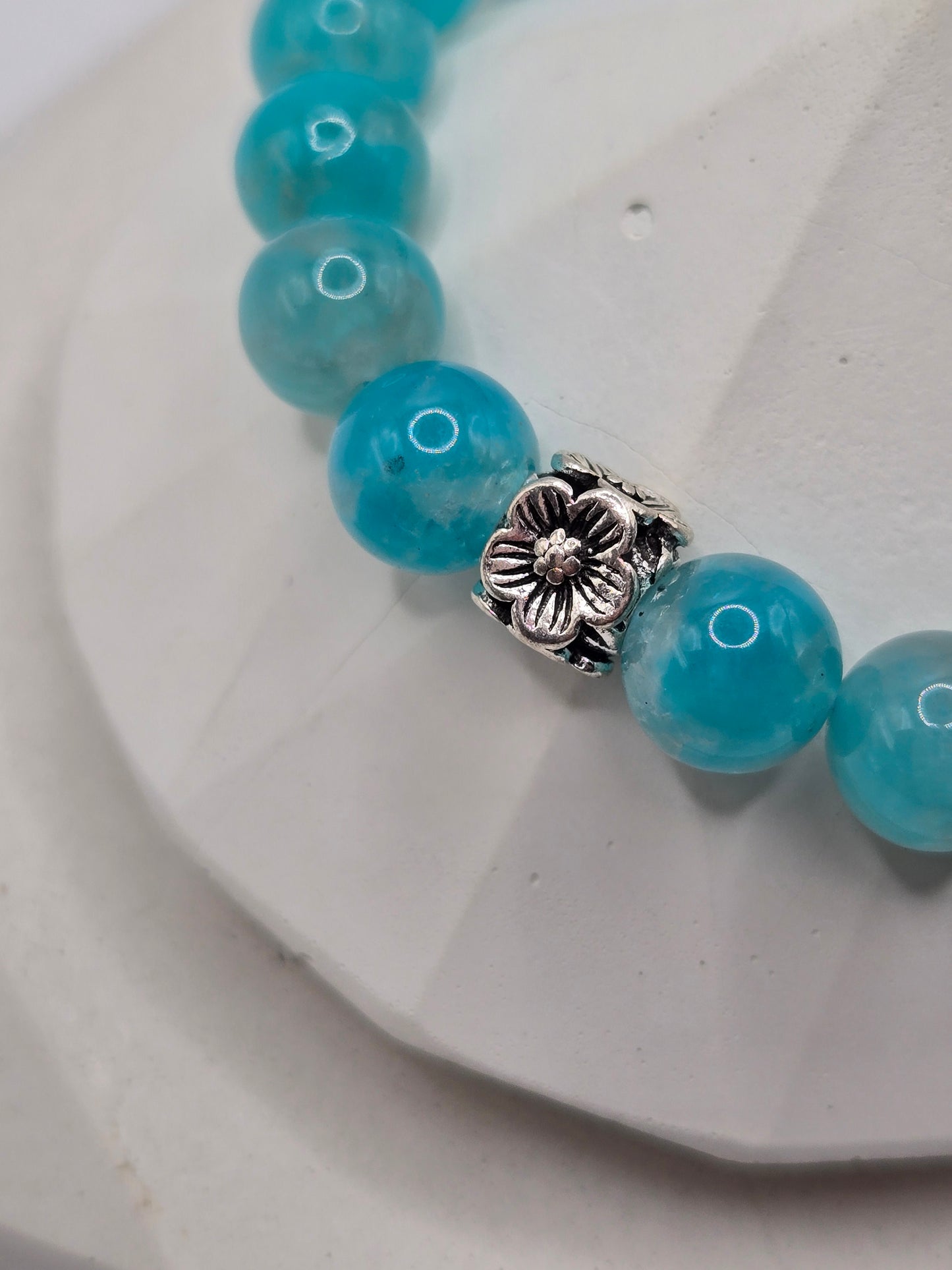 Ombre Amazonite Stretch Bracelet with Silvertone Accents