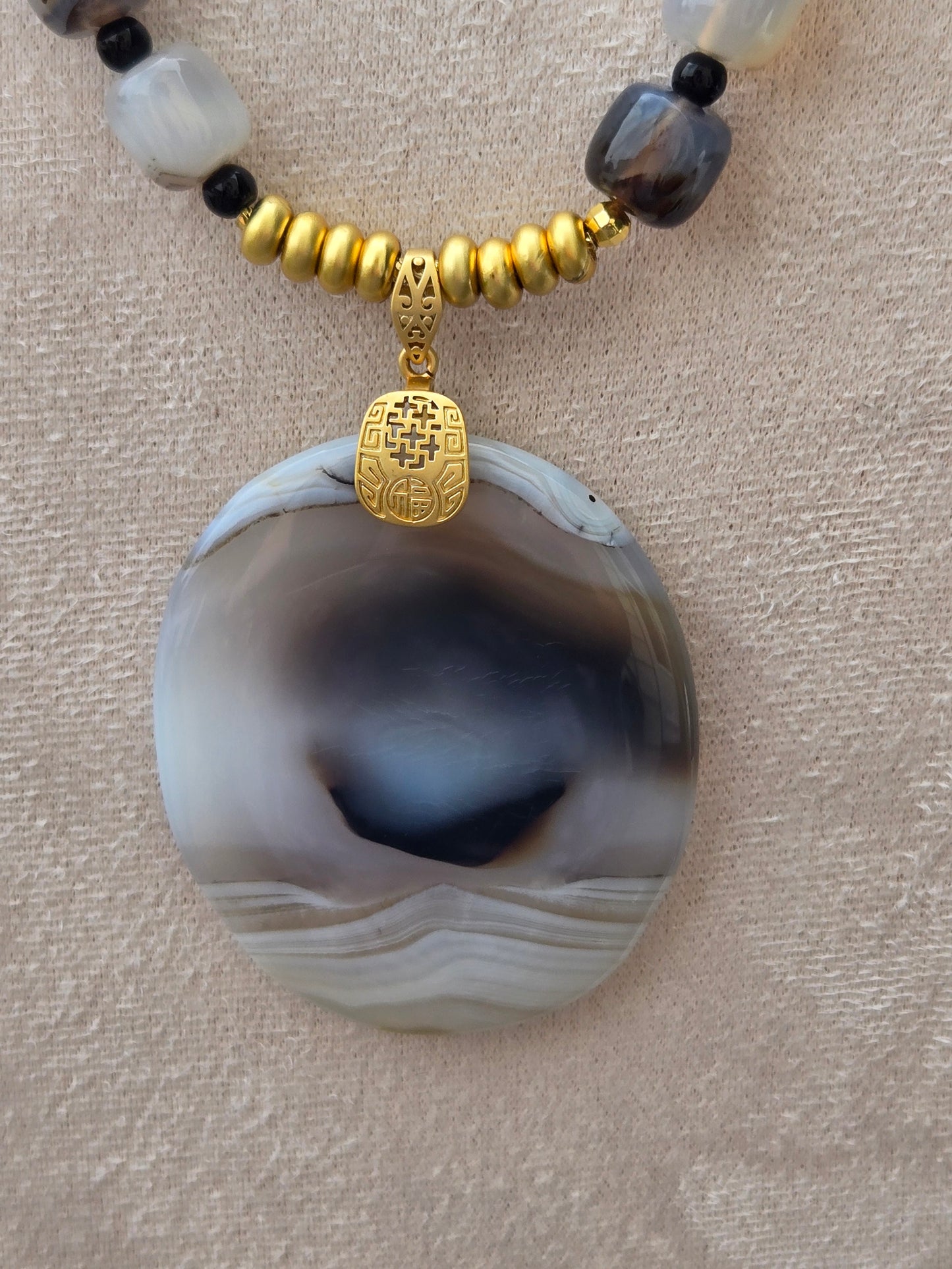 One-of-a-Kind Dendritic Agate Necklace & Matching Stretch Bracelet Set