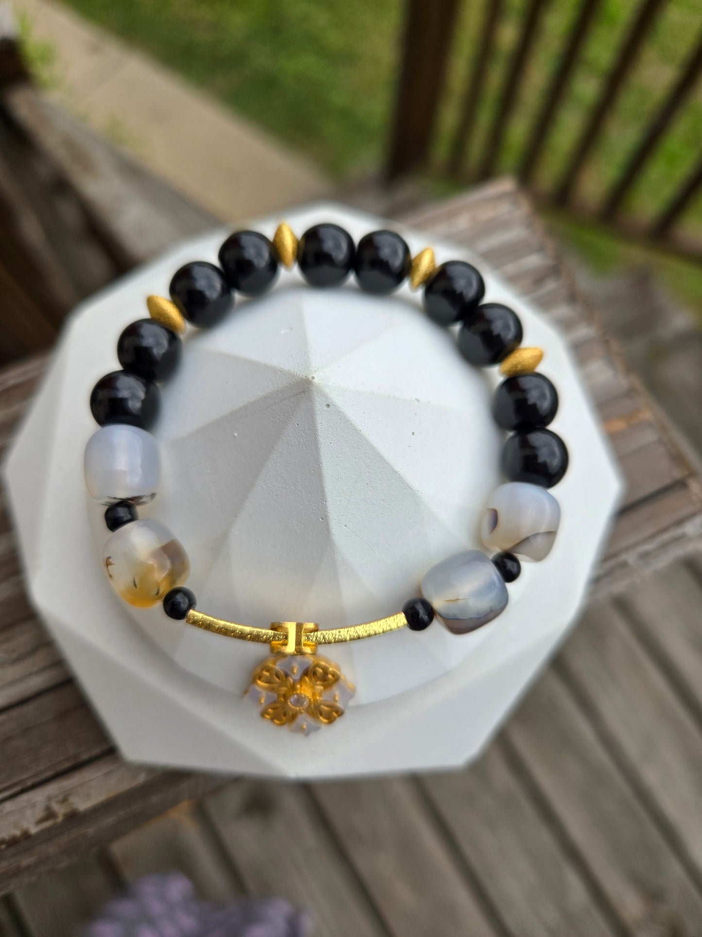 One-of-a-Kind Dendritic Agate Necklace & Matching Stretch Bracelet Set