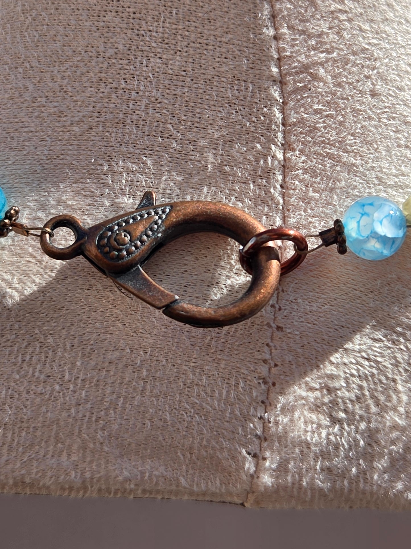 Dragon Vein Agate Necklace and Bracelet Set with Teardrop Phantom Quartz, Bronze, and Crystal Accents