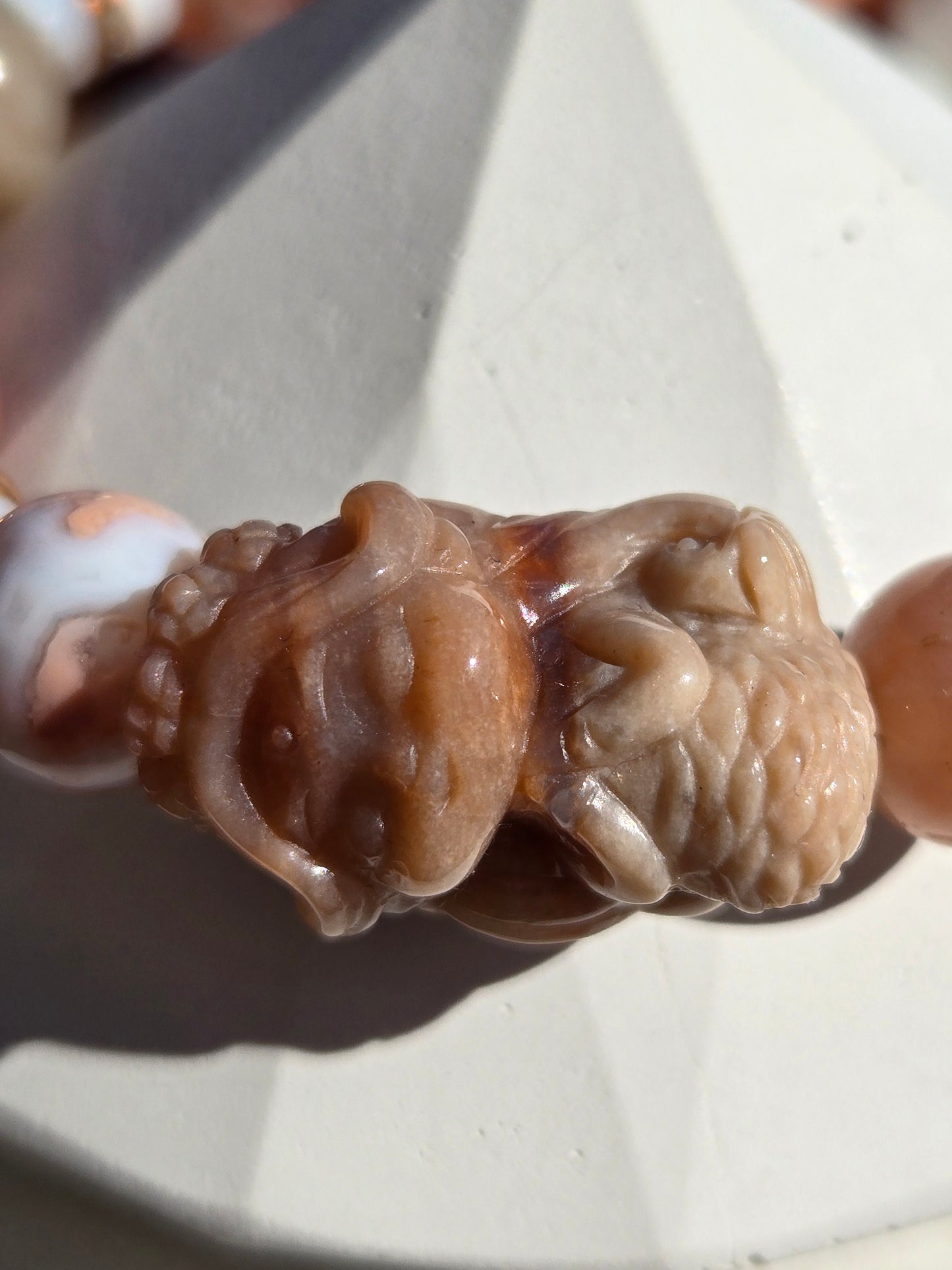 Cotton Candy Agate and White Shell bracelet with Alashan Mermaid Charm