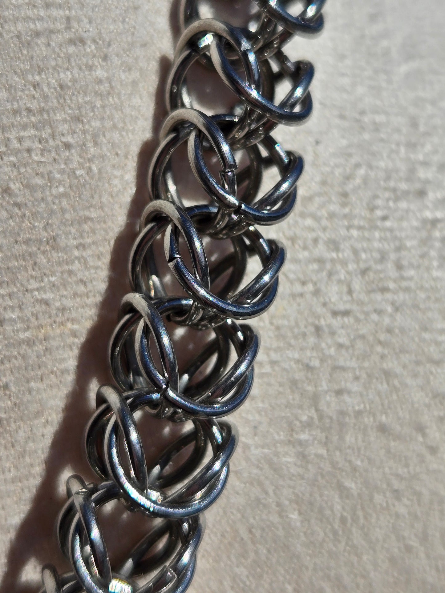 Stainless Steel Chainmail Necklace with Sodalite Teardrop Pendant