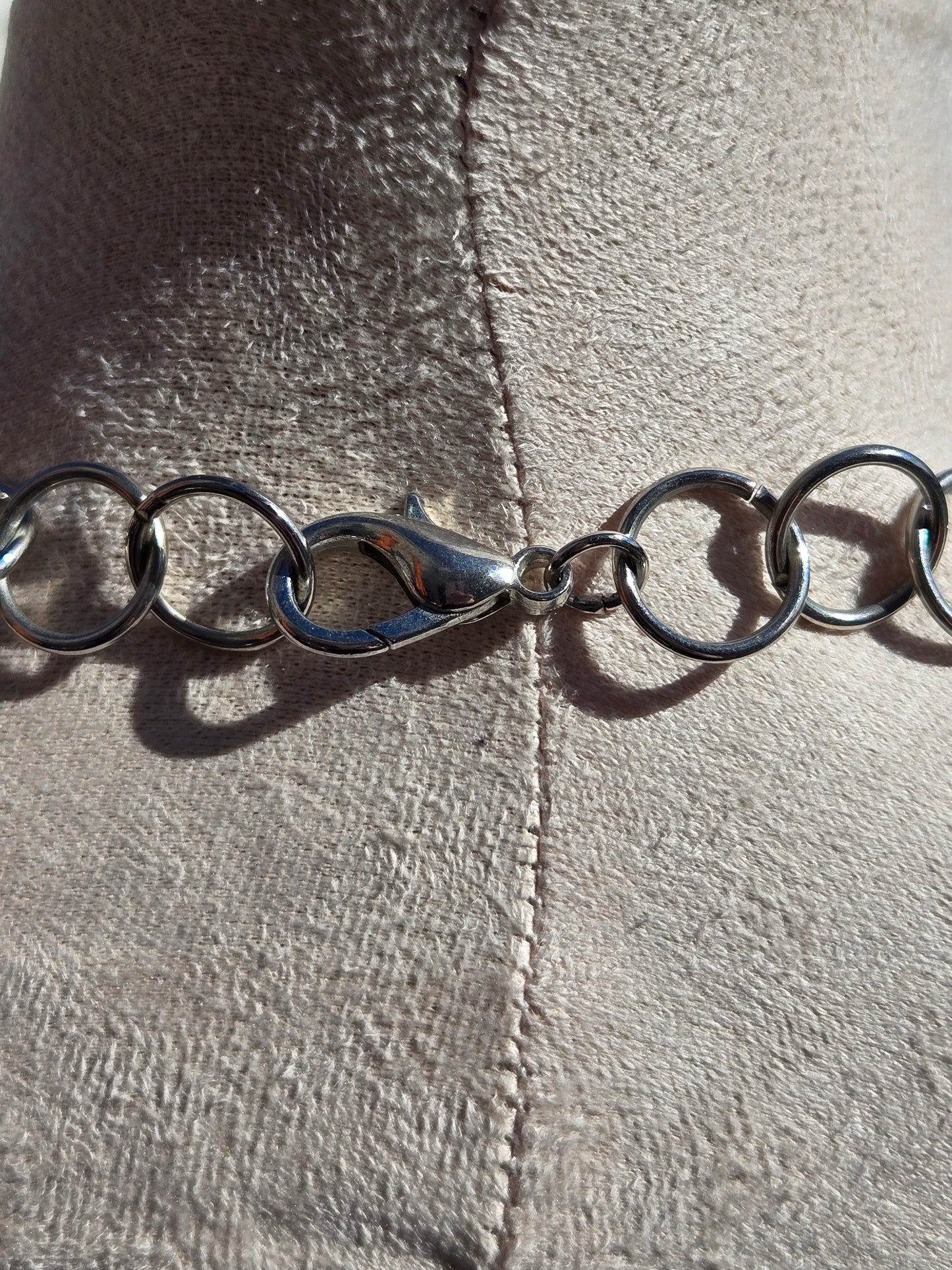 Stainless Steel Chainmail Necklace with Sodalite Teardrop Pendant
