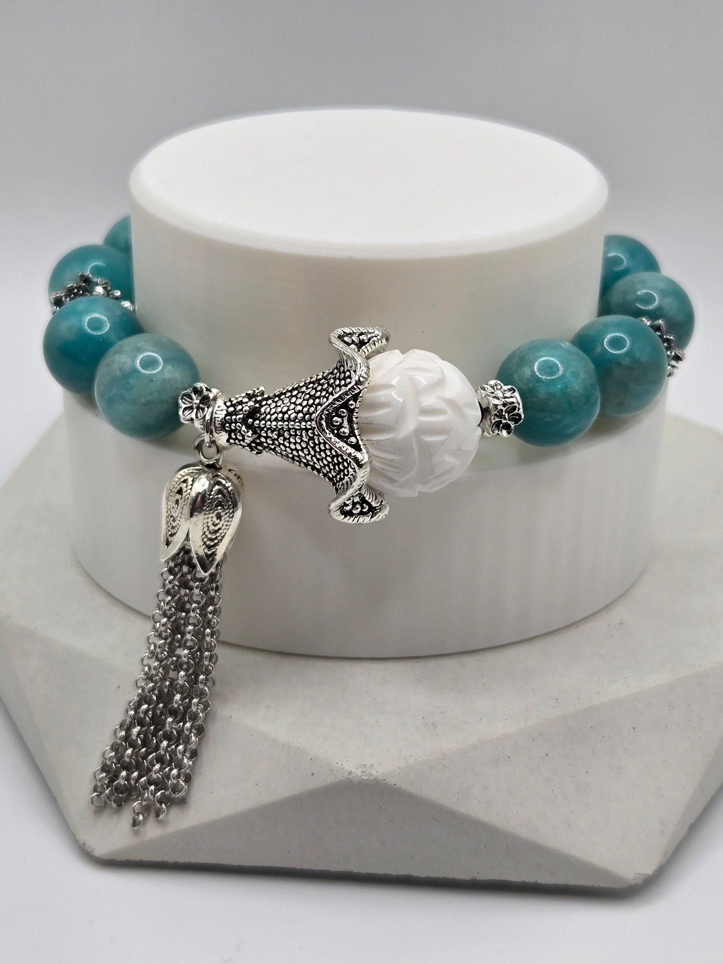 Amazonite and Tridacna Bracelet