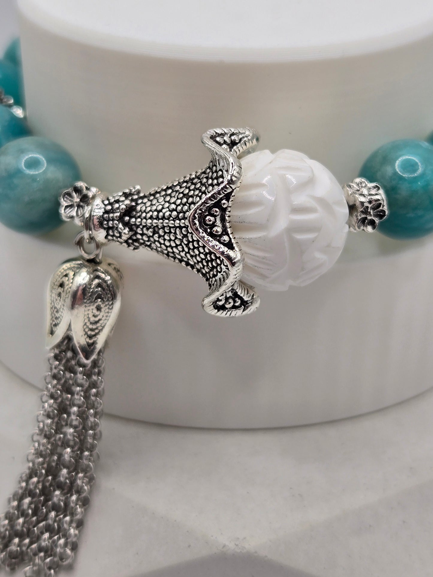 Amazonite and Tridacna Bracelet