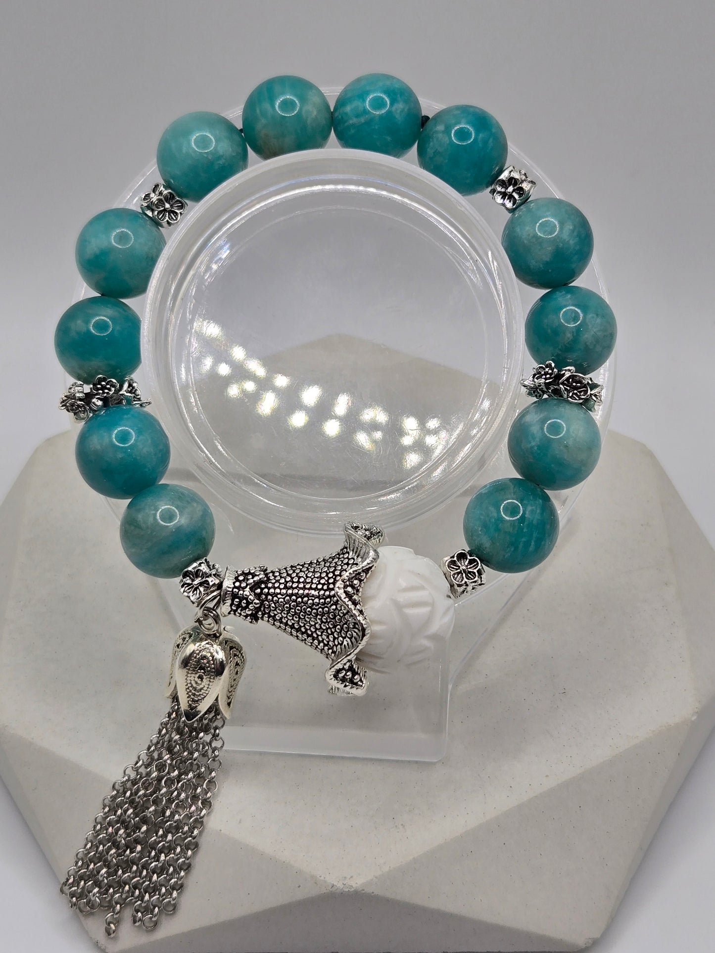 Amazonite and Tridacna Bracelet