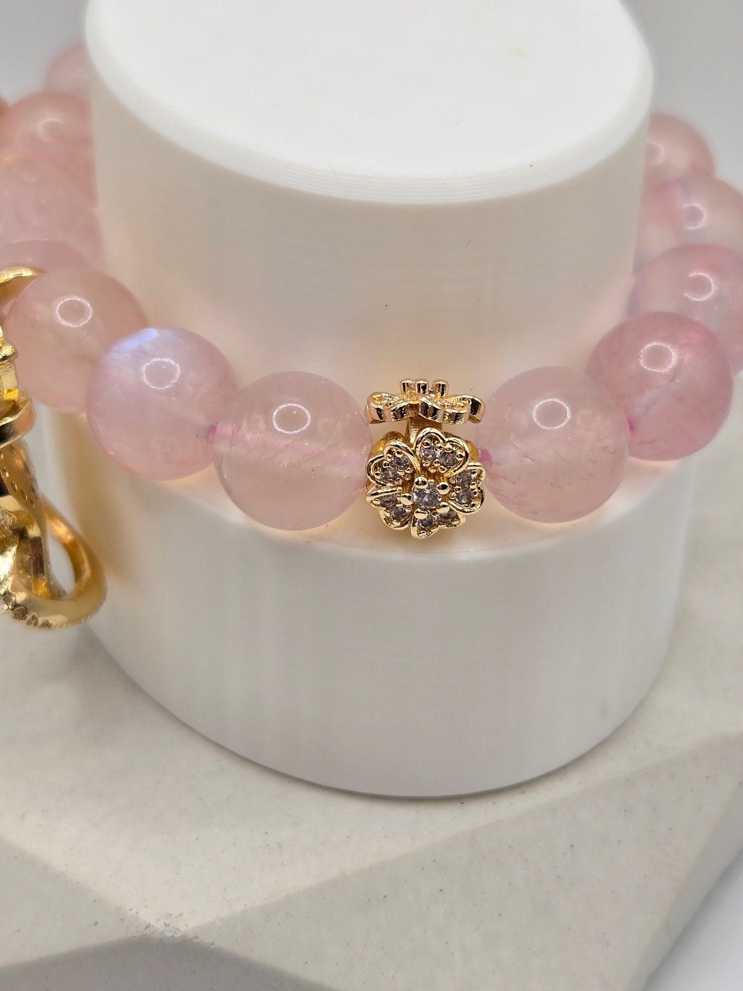 Bold Pink Moonstone and Butterfly Bracelet