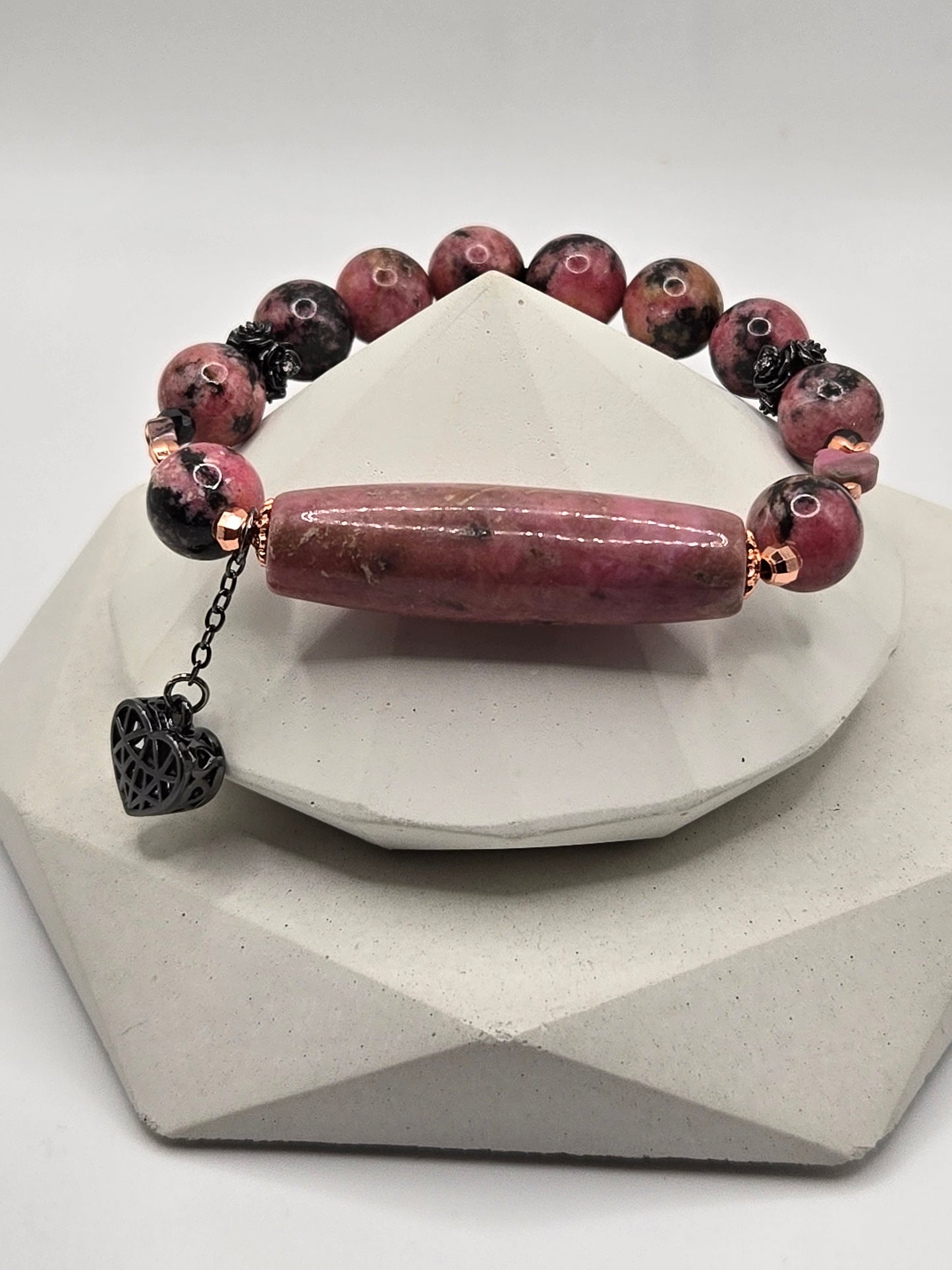 Rhodonite & Black Tourmaline Jewelry Set
