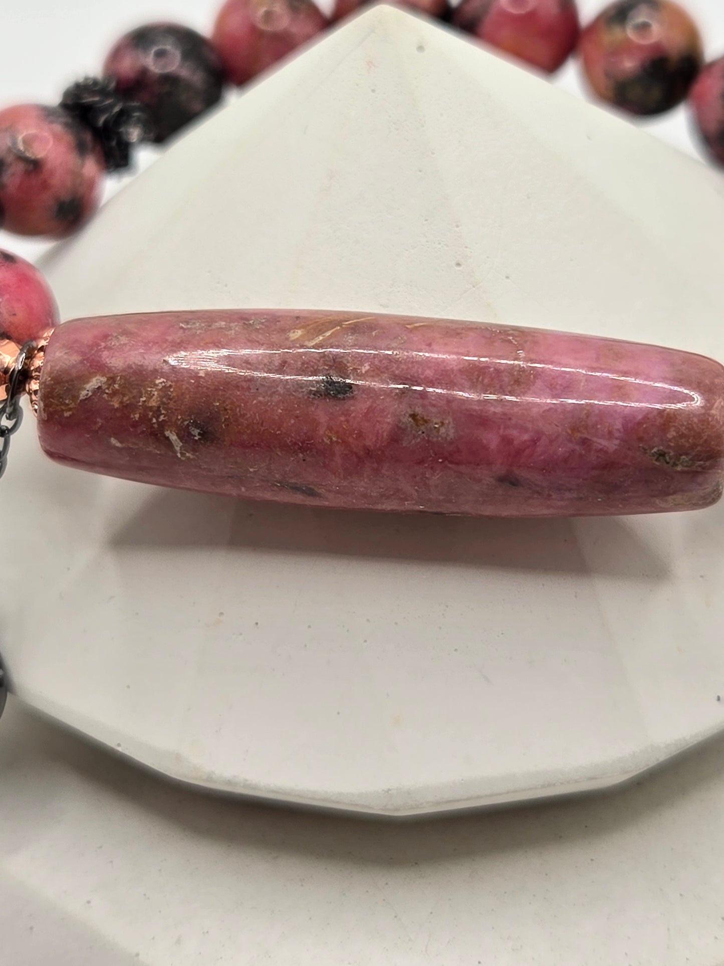 Rhodonite & Black Tourmaline Necklace and Bracelet Set – Elegant Healing Jewelry