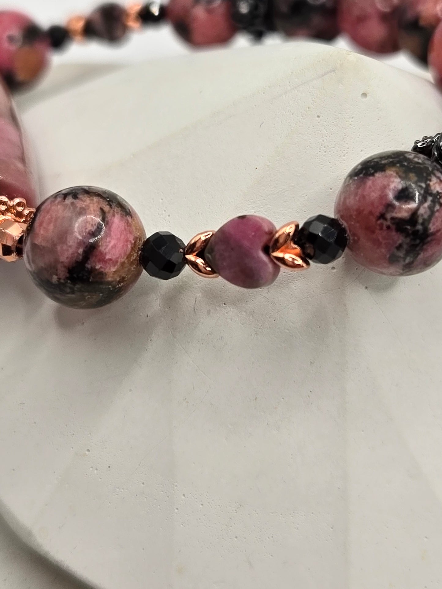 Rhodonite & Black Tourmaline Jewelry Set