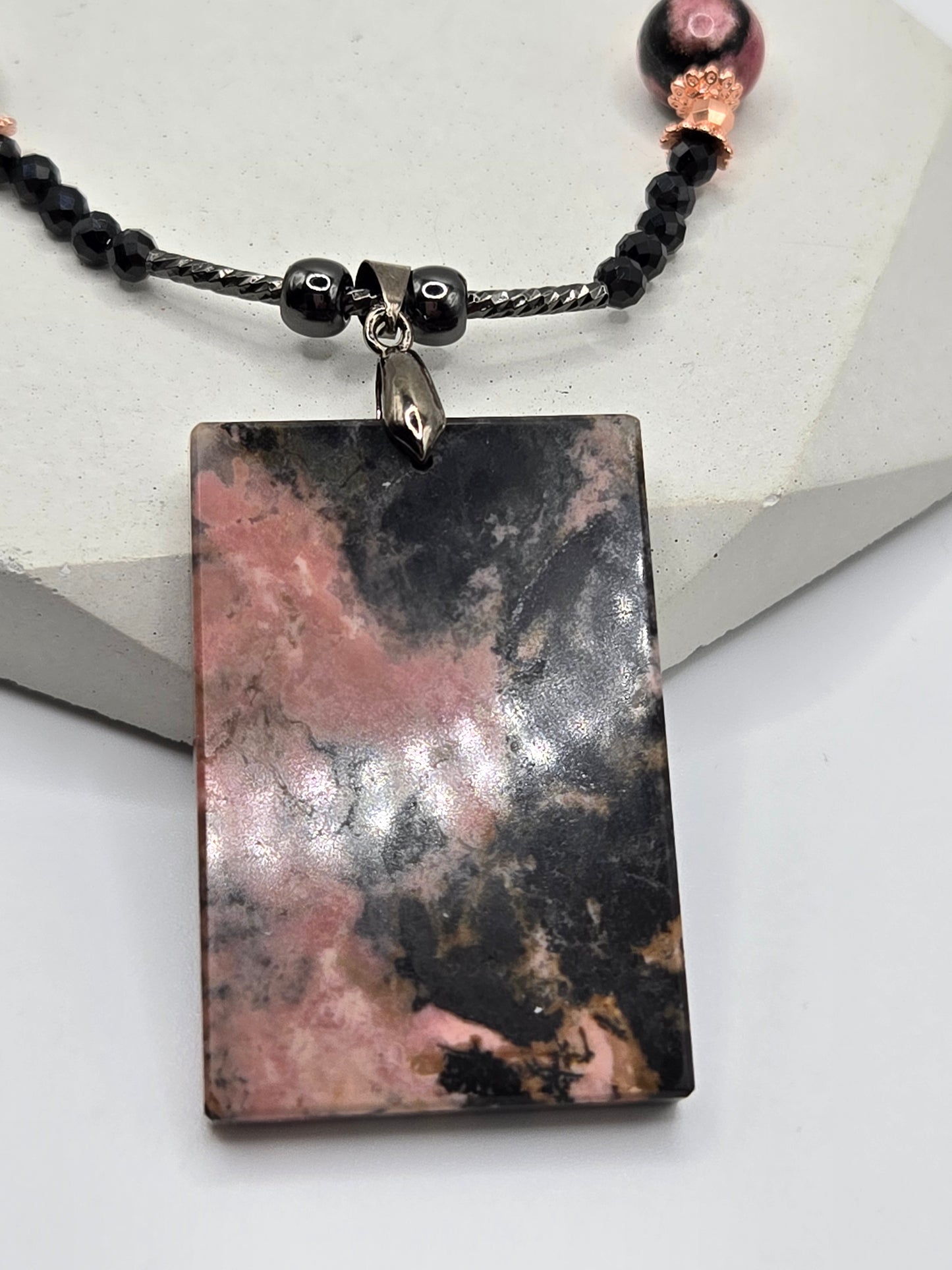 Rhodonite & Black Tourmaline Jewelry Set