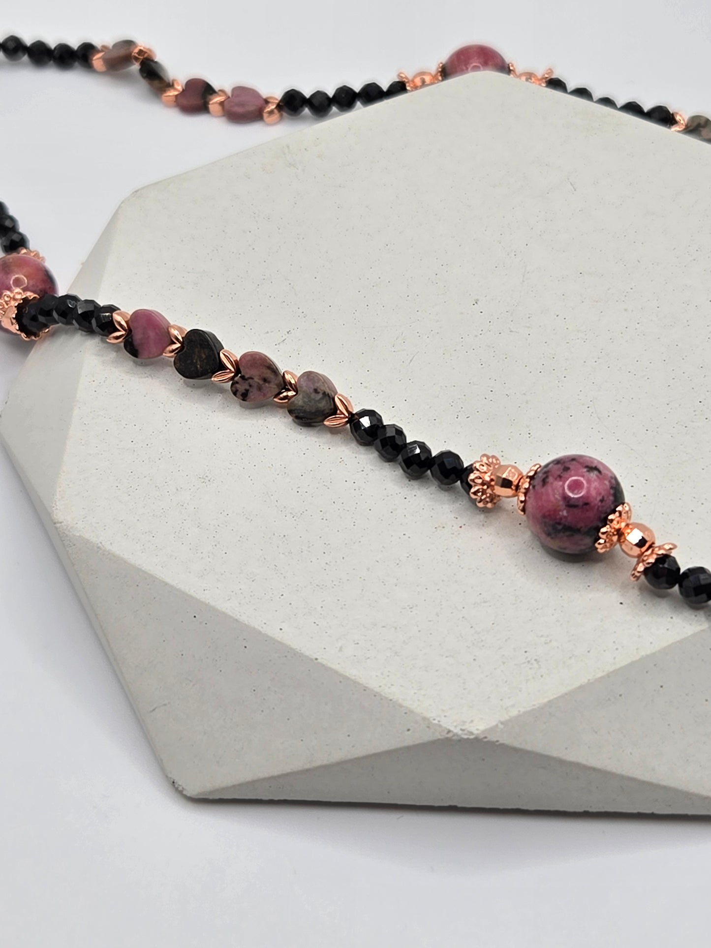 Rhodonite & Black Tourmaline Jewelry Set