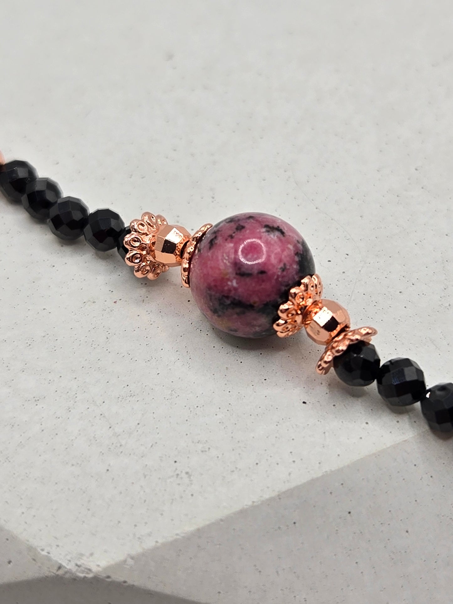 Rhodonite & Black Tourmaline Jewelry Set