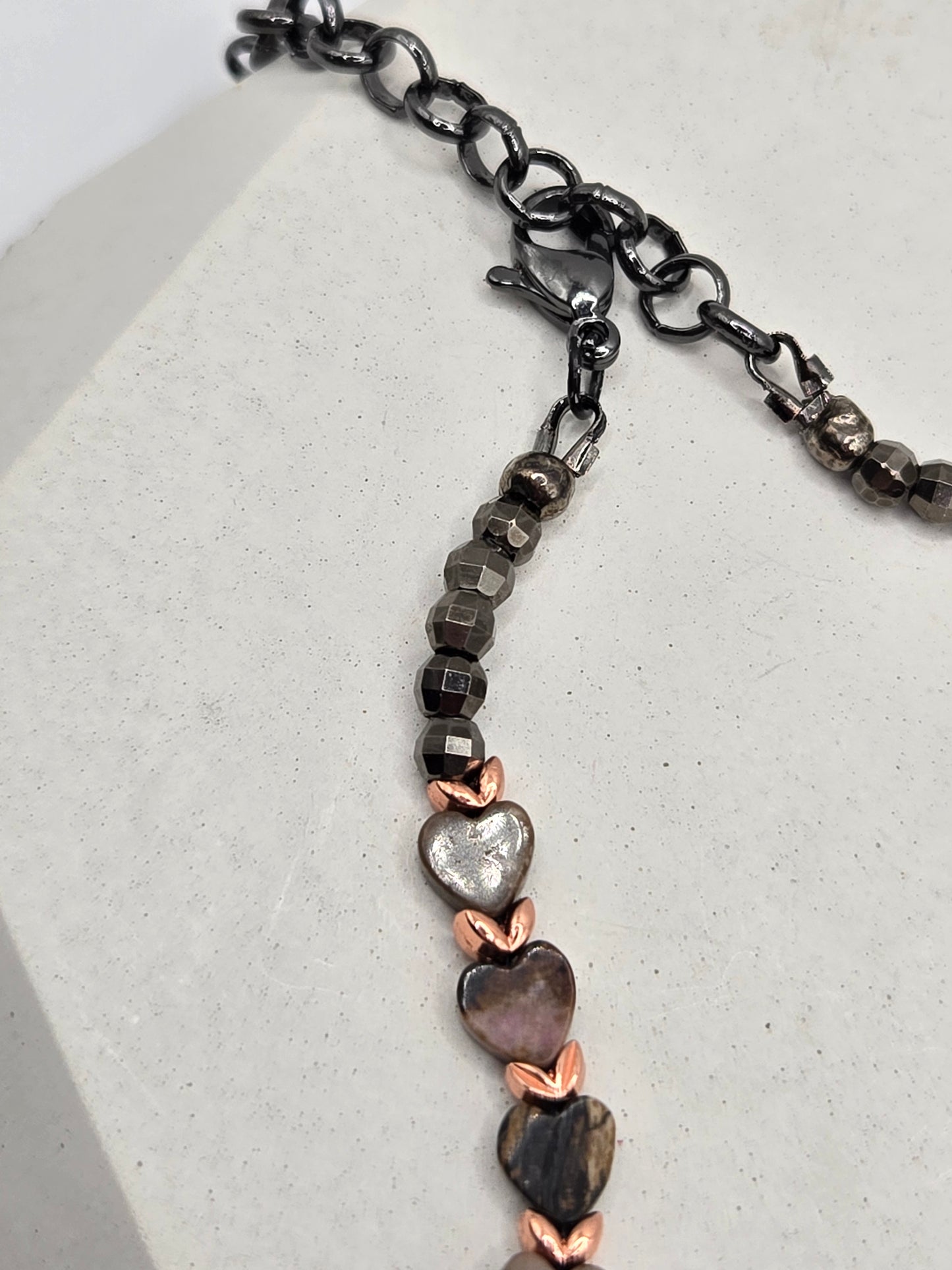 Rhodonite & Black Tourmaline Necklace and Bracelet Set – Elegant Healing Jewelry