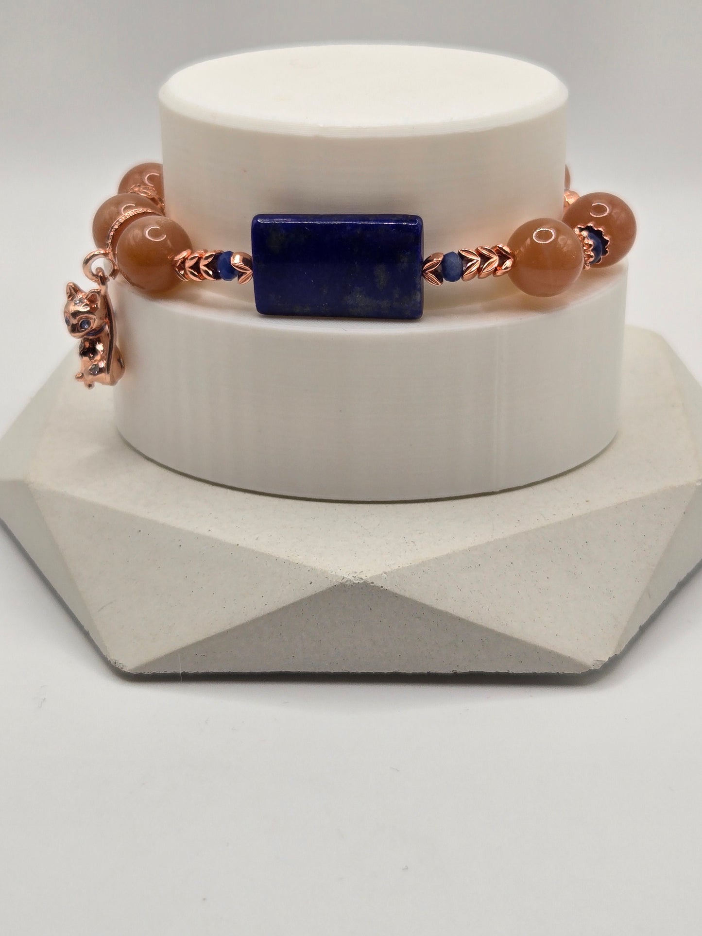 Peach Moonstone, Sodalite & Lapis Bracelet