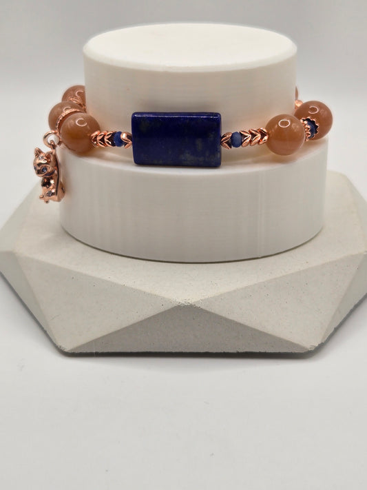 Peach Moonstone, Sodalite & Lapis Bracelet