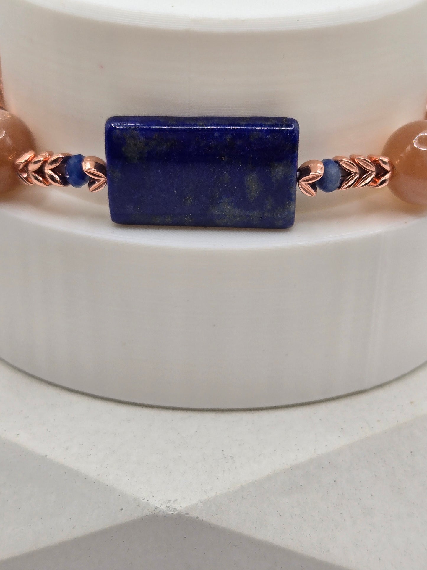 Peach Moonstone, Sodalite & Lapis Bracelet