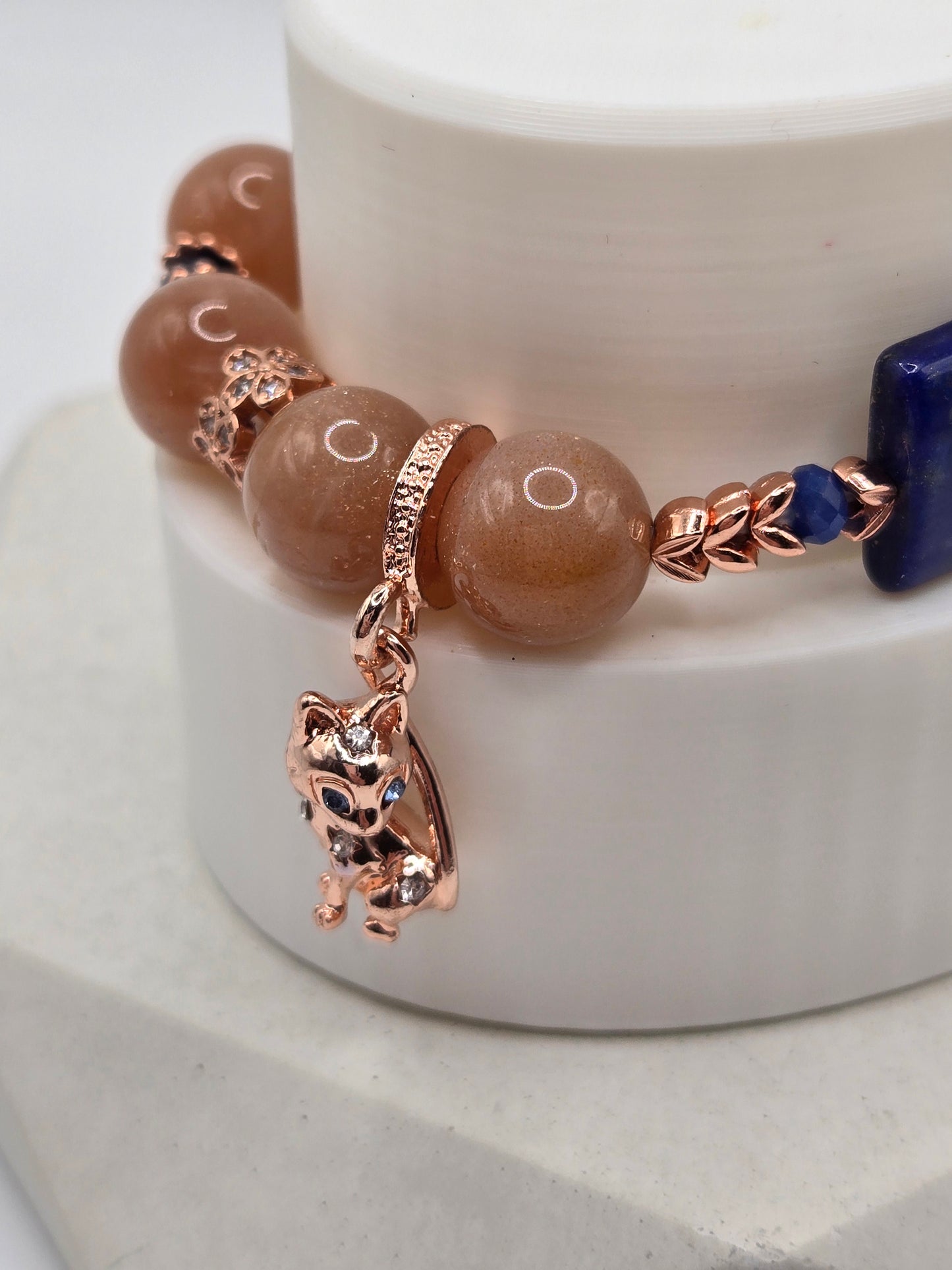 Peach Moonstone, Sodalite & Lapis Bracelet