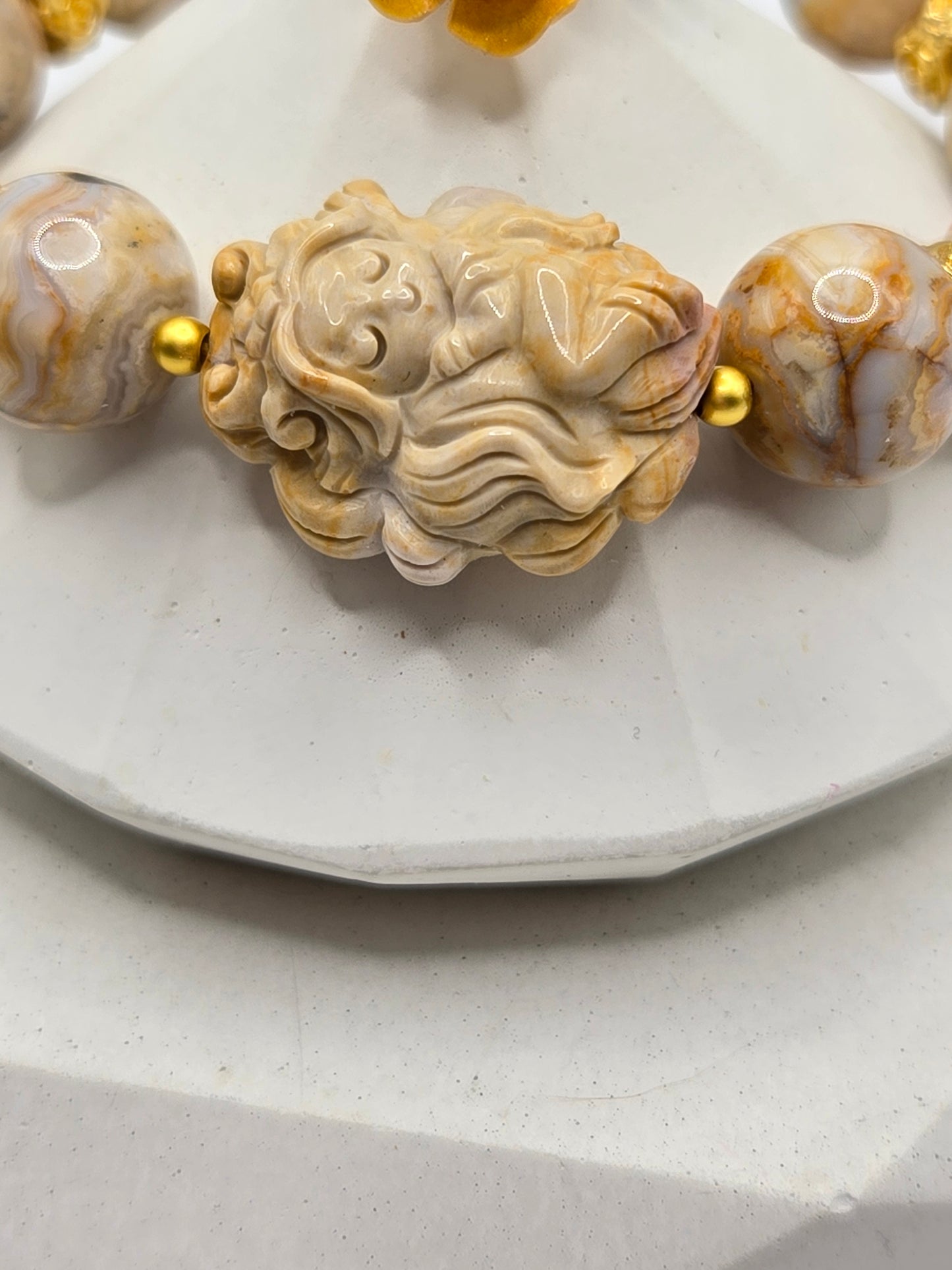 Crazy Agate Bracelet & Resin Rose Stretch Ring Set – Whimsical Elegance & Magical Charm