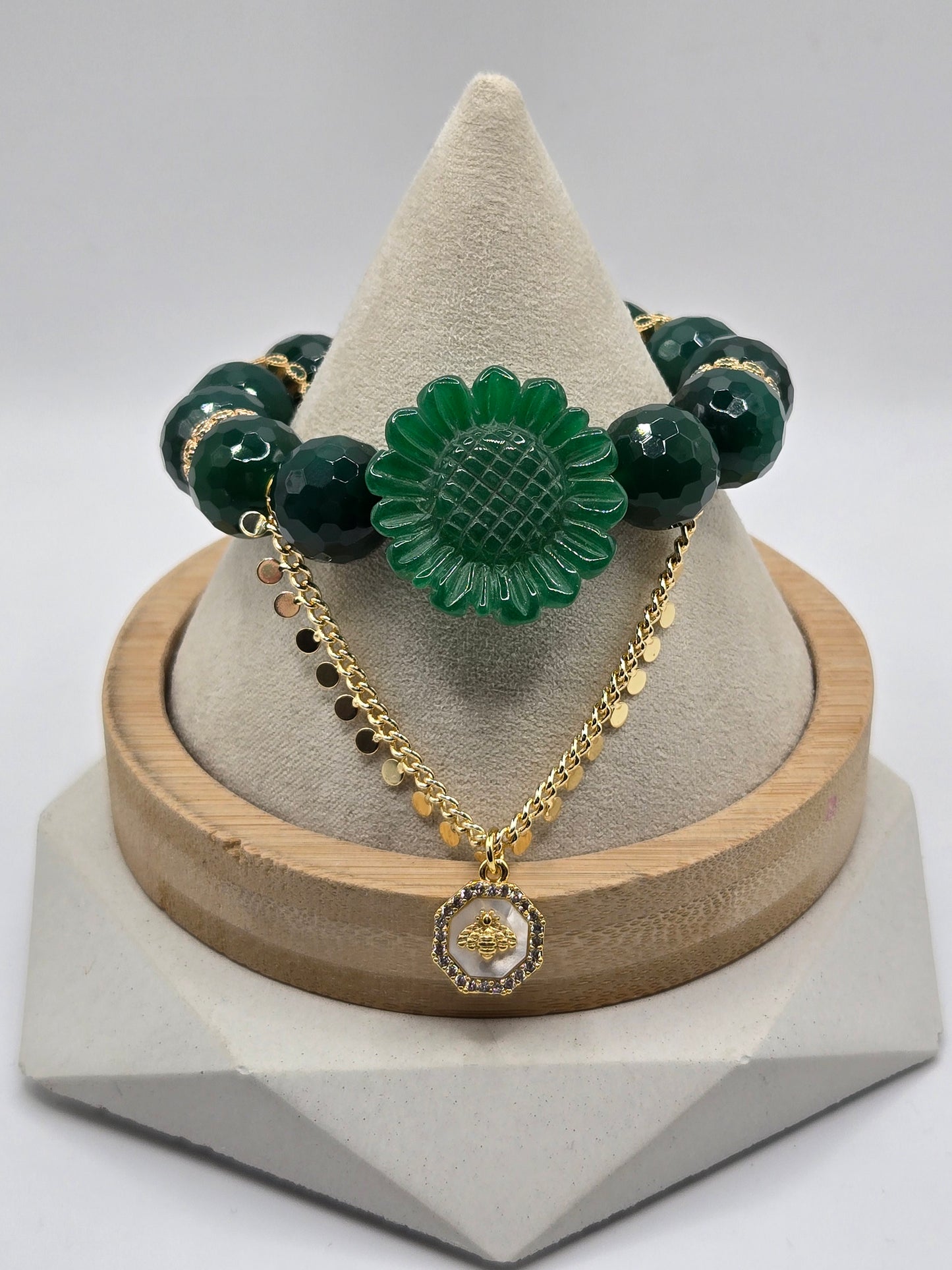 Green Agate Faceted Bracelet