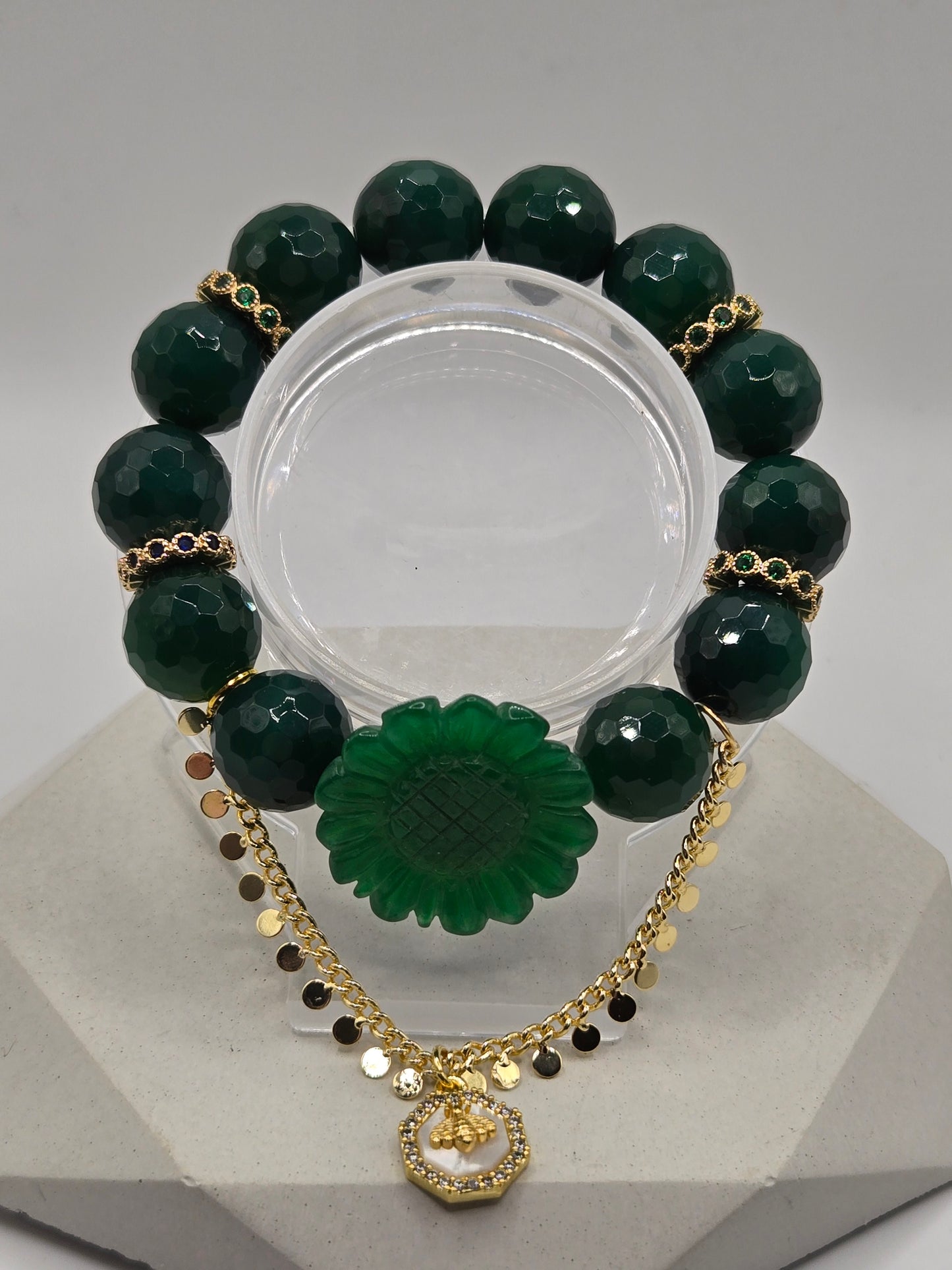 Green Agate Faceted Bracelet
