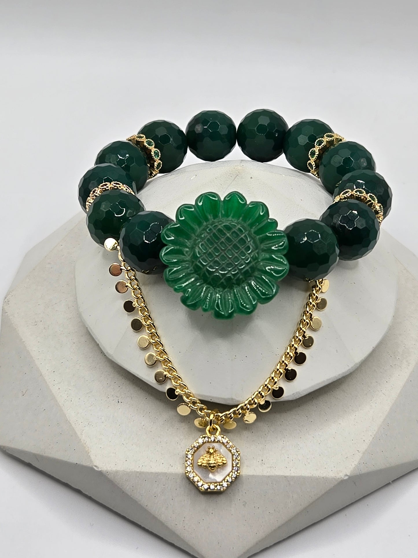 Green Agate Faceted Bracelet