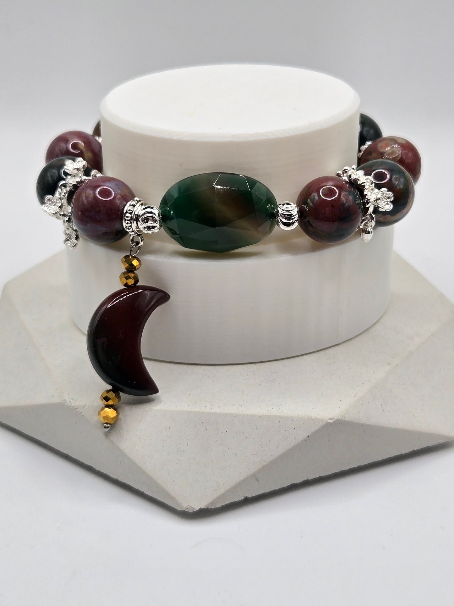 Ocean Jasper & Green Agate Bracelet – Earthy Elegance &amp; Natural Beauty