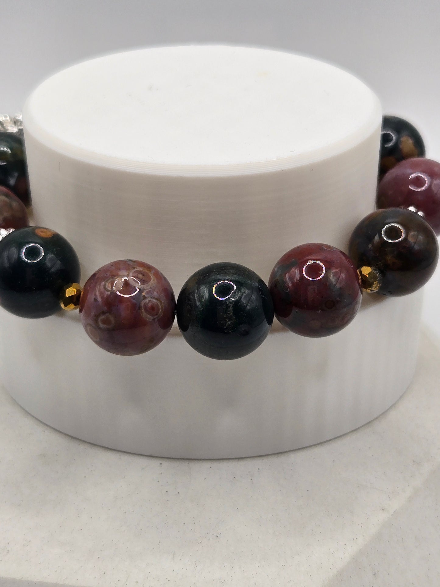 Ocean Jasper & Green Agate Bracelet – Earthy Elegance &amp; Natural Beauty