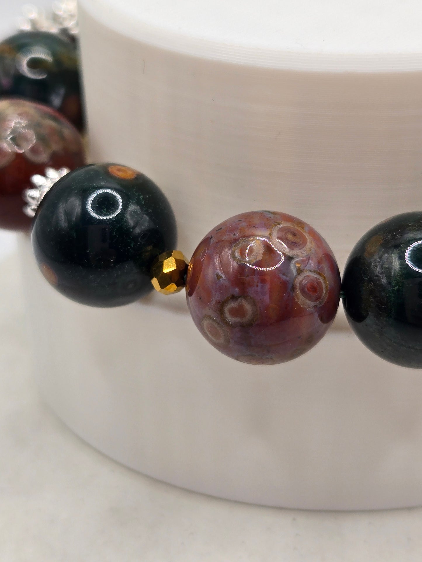 Ocean Jasper & Green Agate Bracelet – Earthy Elegance &amp; Natural Beauty