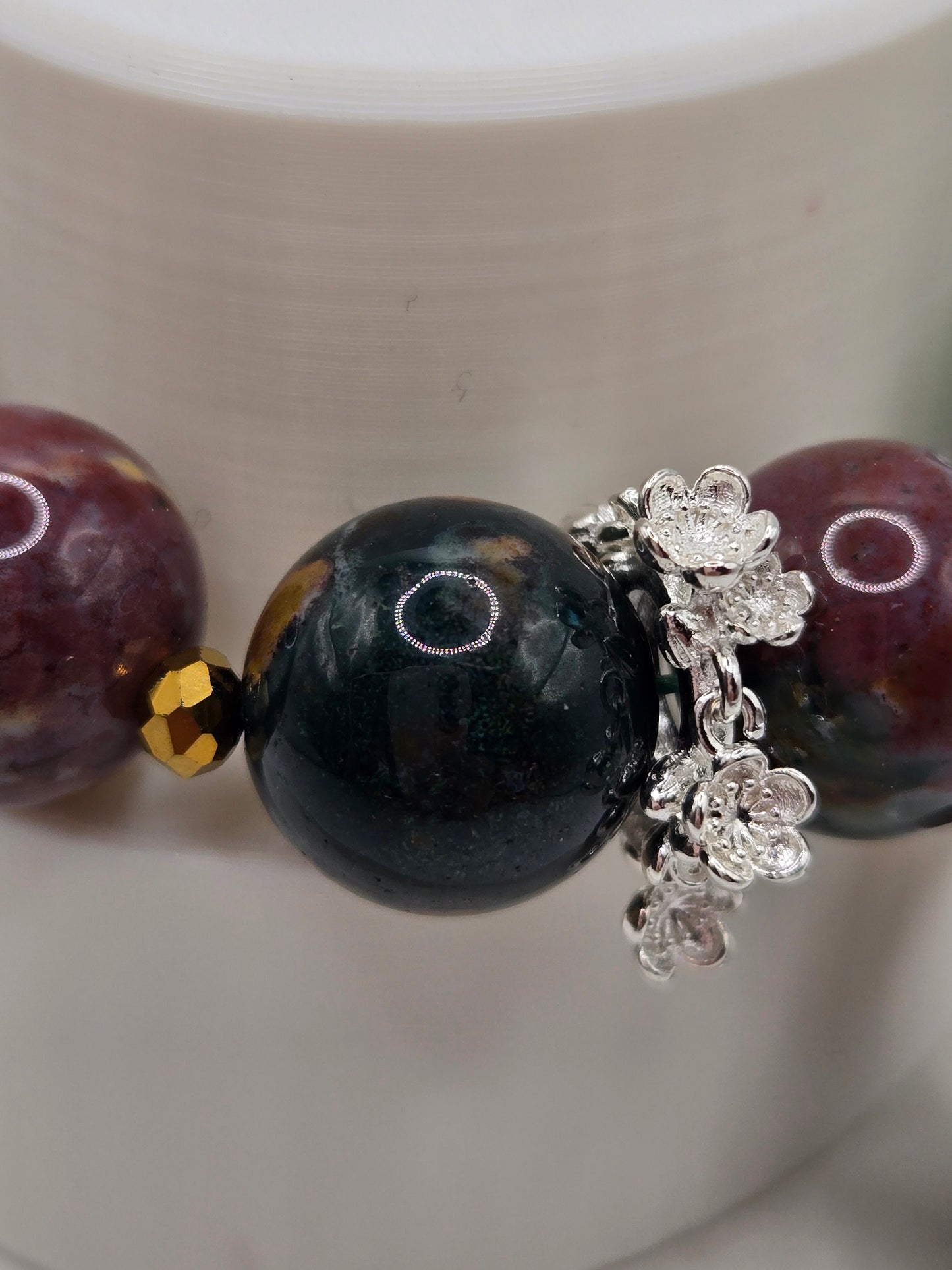 Ocean Jasper & Green Agate Bracelet – Earthy Elegance &amp; Natural Beauty