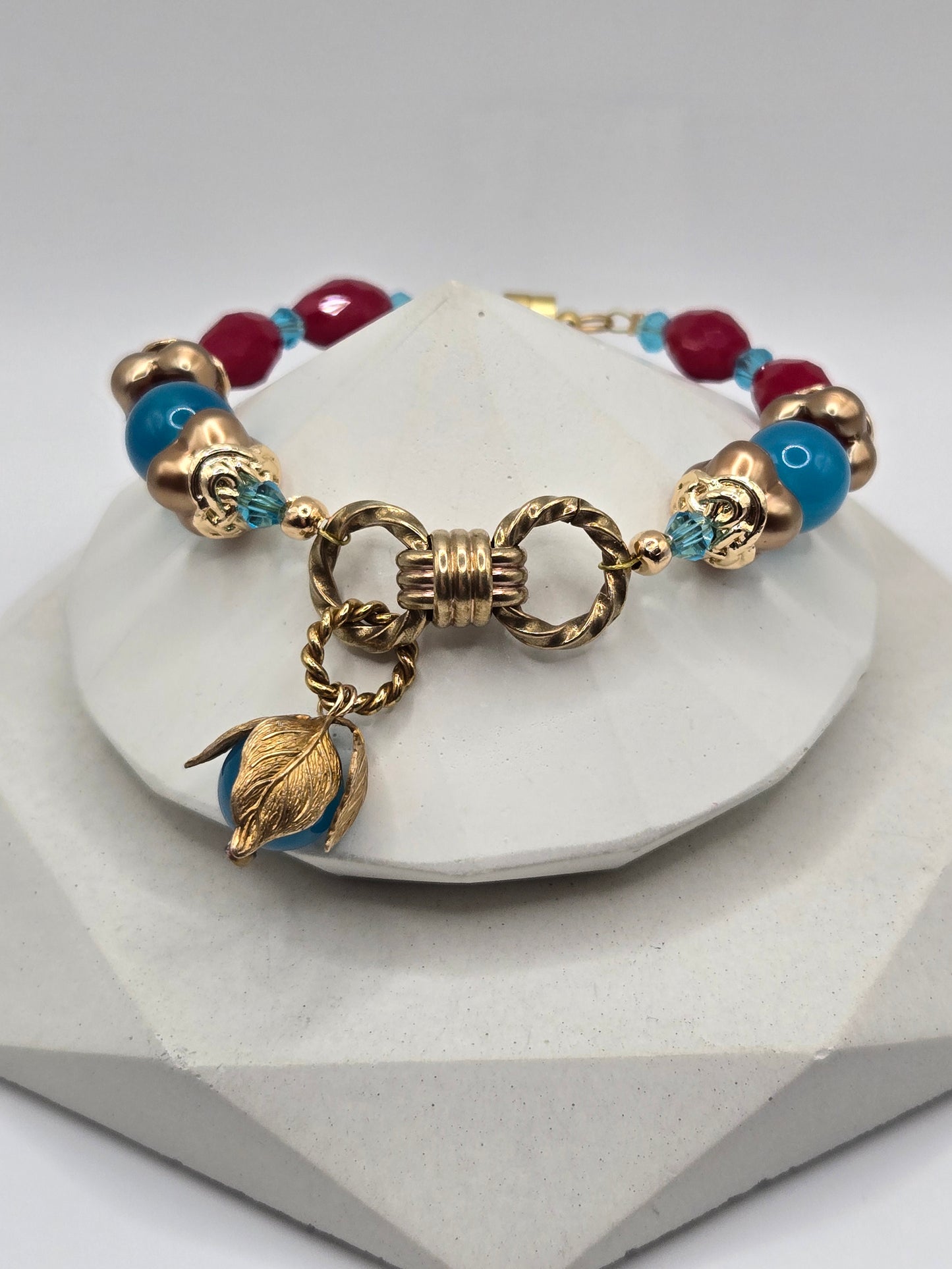 Brass Chain & Glass Bead Necklace and Bracelet Set – Vibrant, Whimsical & Elegant