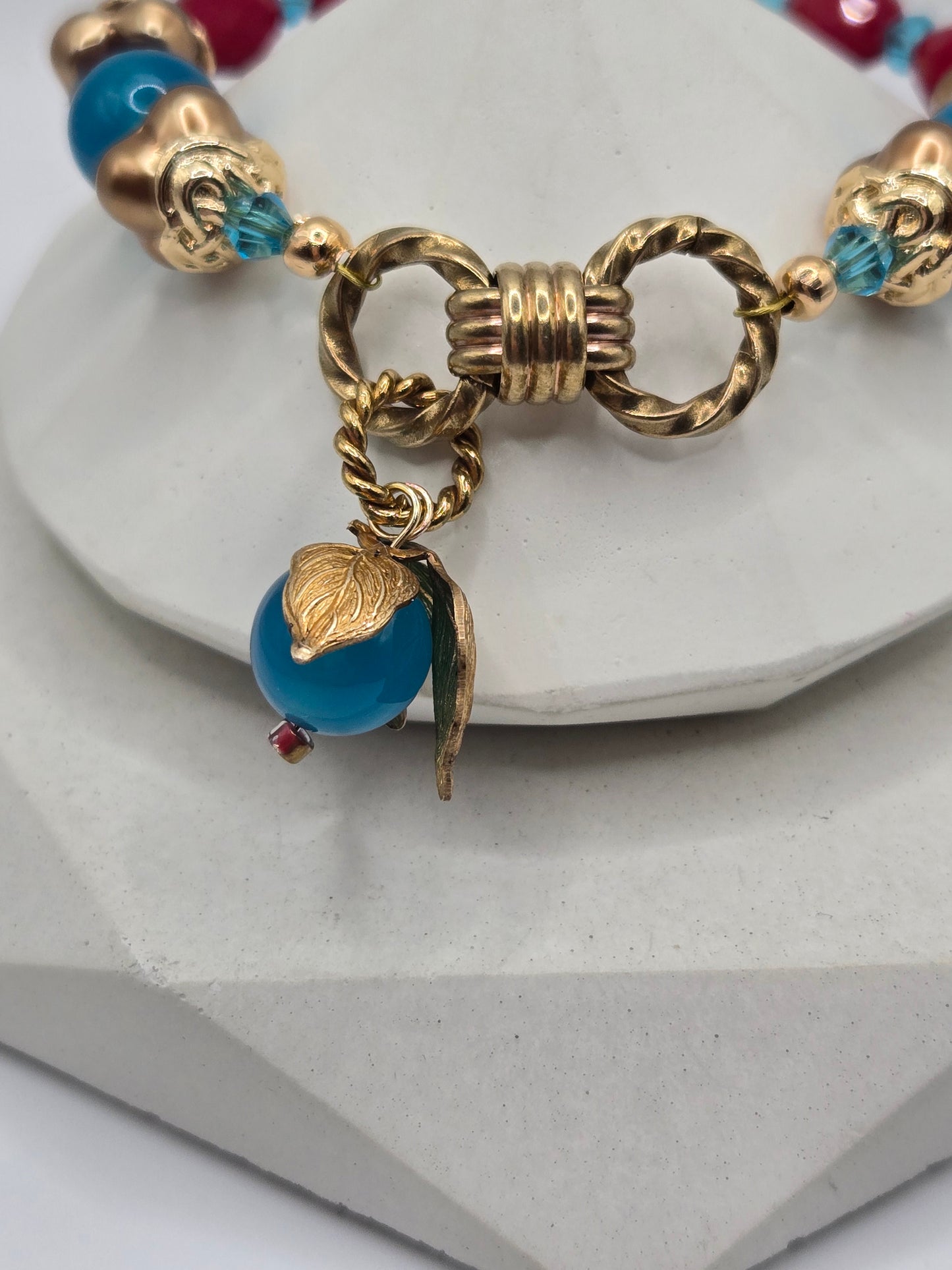 Brass Chain & Glass Bead Necklace and Bracelet Set – Vibrant, Whimsical & Elegant