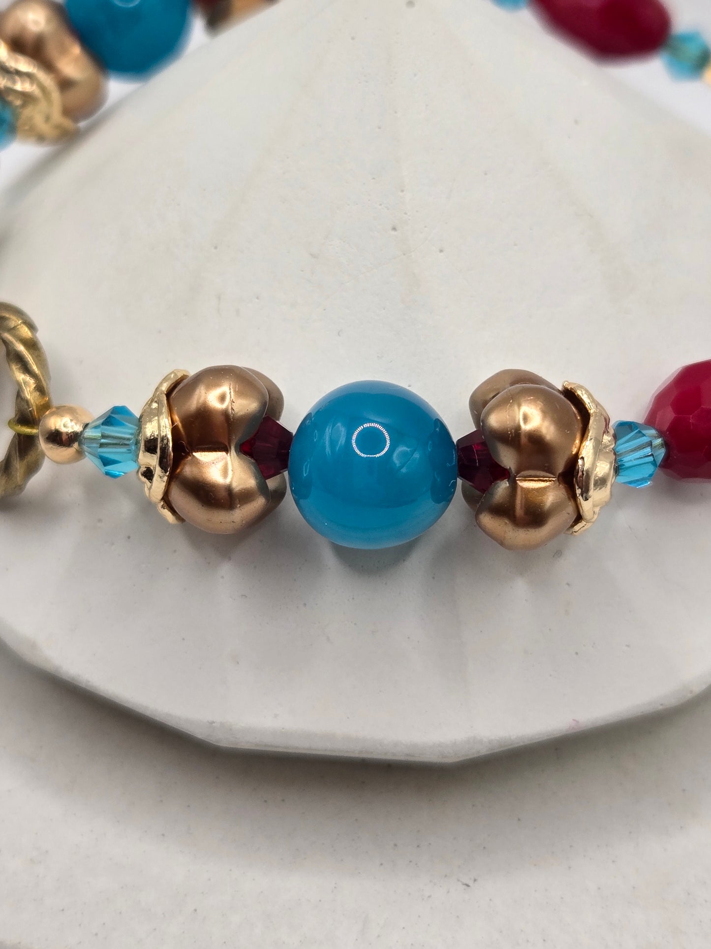 Brass Chain & Glass Bead Necklace and Bracelet Set – Vibrant, Whimsical & Elegant