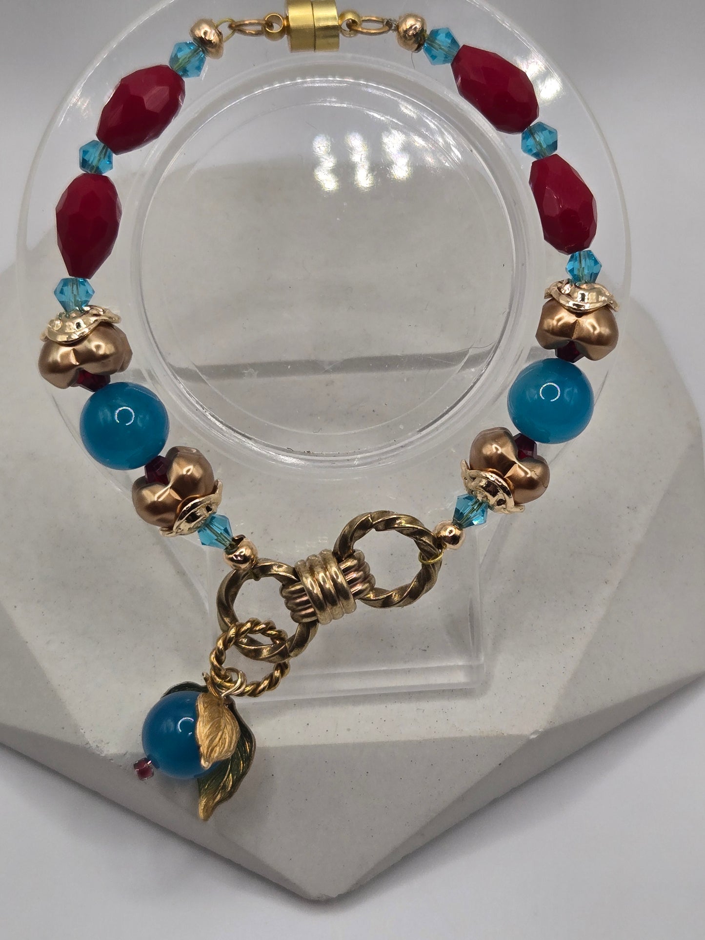 Brass Chain & Glass Bead Necklace and Bracelet Set – Vibrant, Whimsical & Elegant